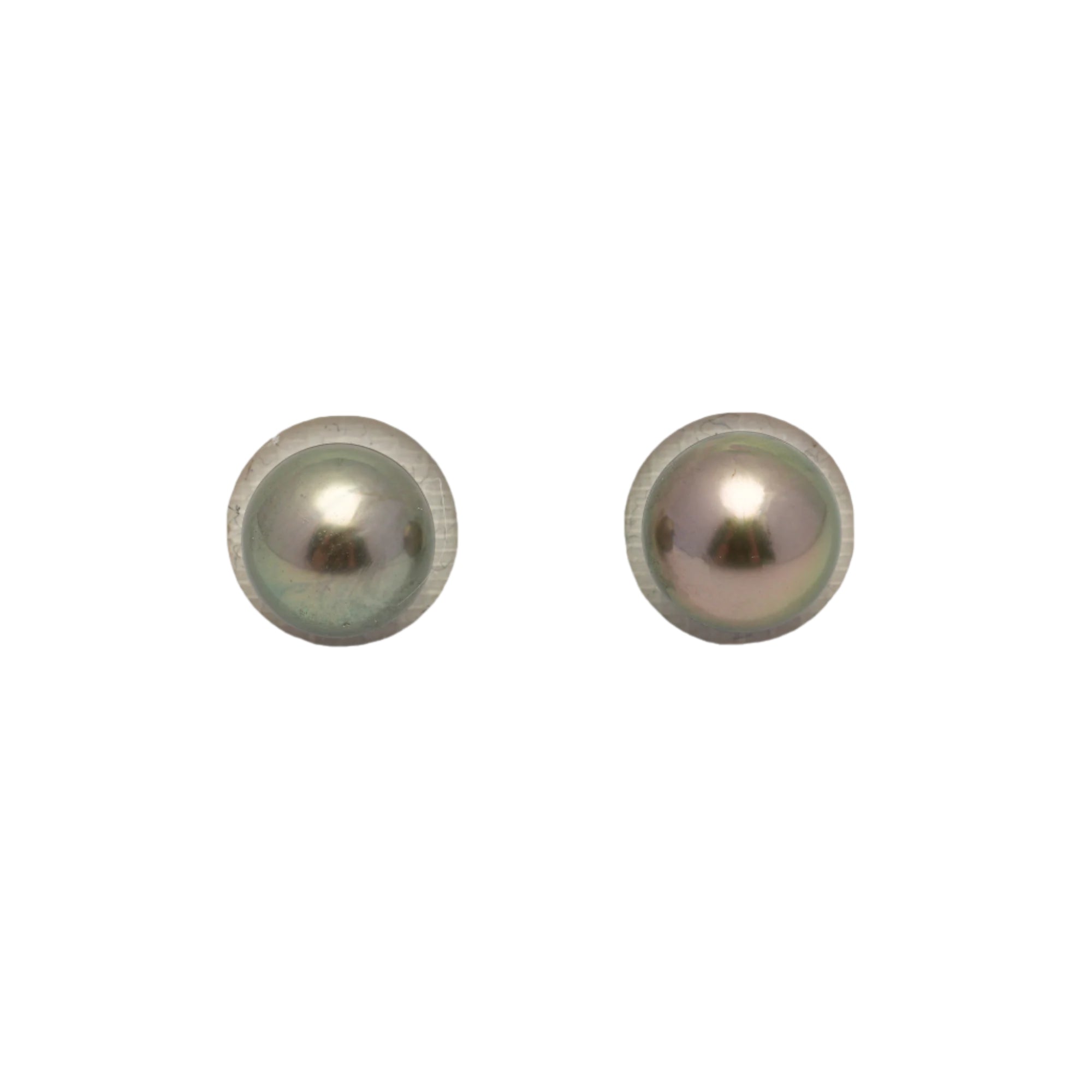 2pcs "High Luster" Green 10.1-10.3mm - RSR AAA/AA Quality Tahitian Pearl Pair ER1422