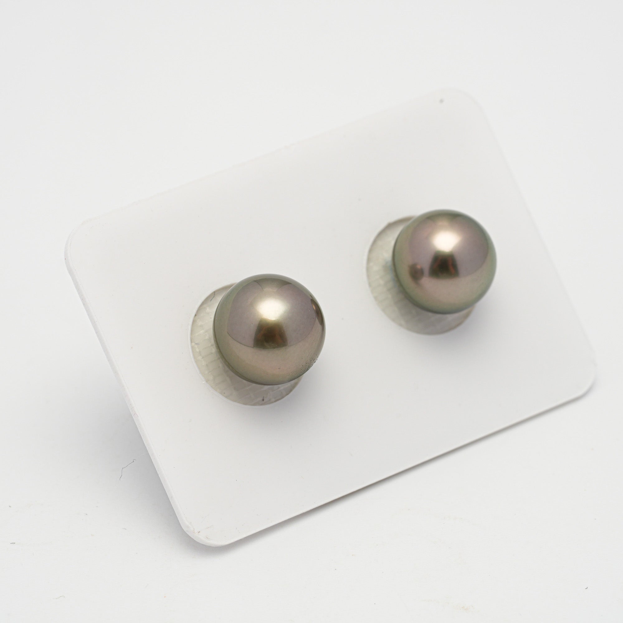2pcs Olive Green 10.3-10.6mm - NR AAA/AA Quality Tahitian Pearl Pair ER1595 OR11