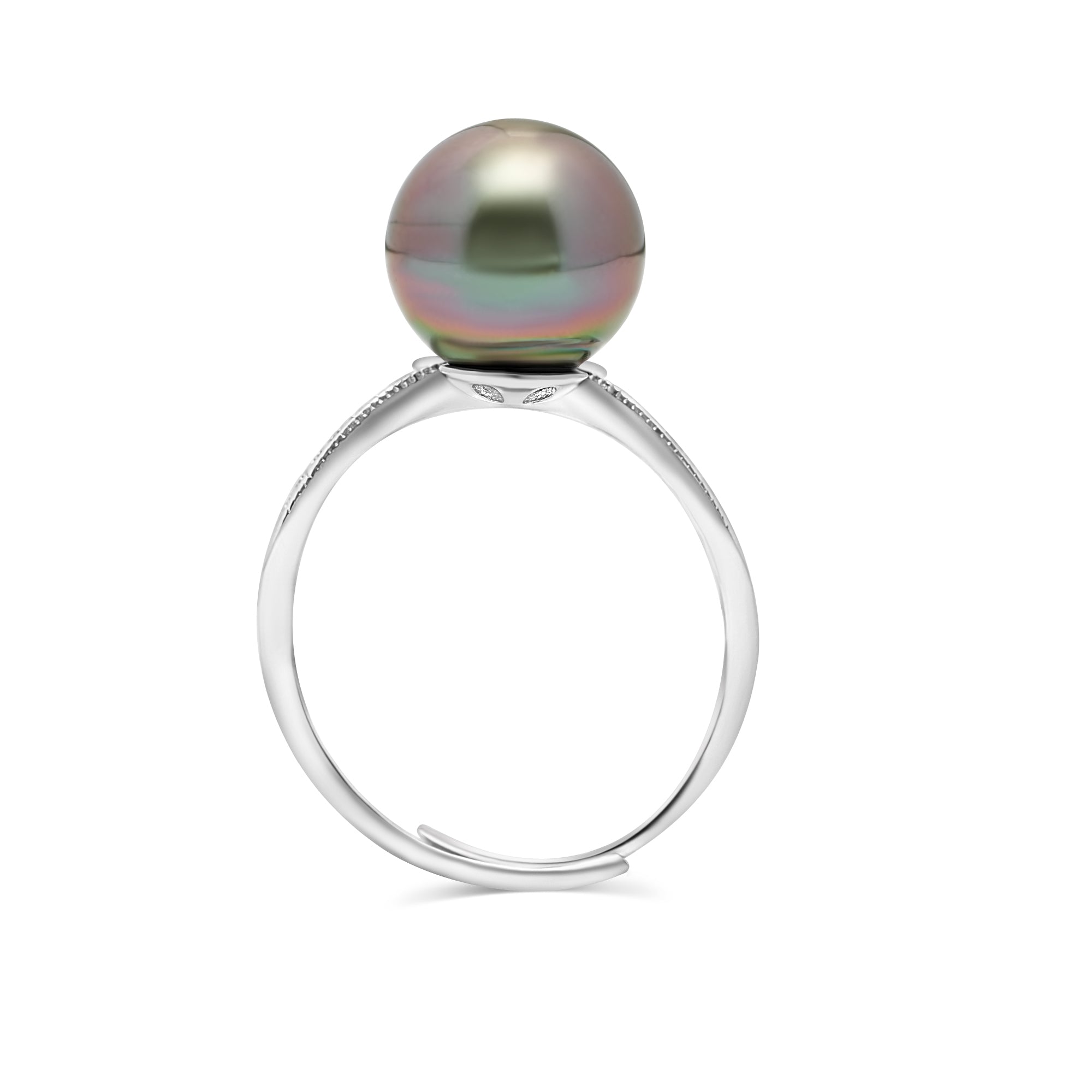 925 Sterling Silver Tahitian Pearl Ring SHM1087 OR10