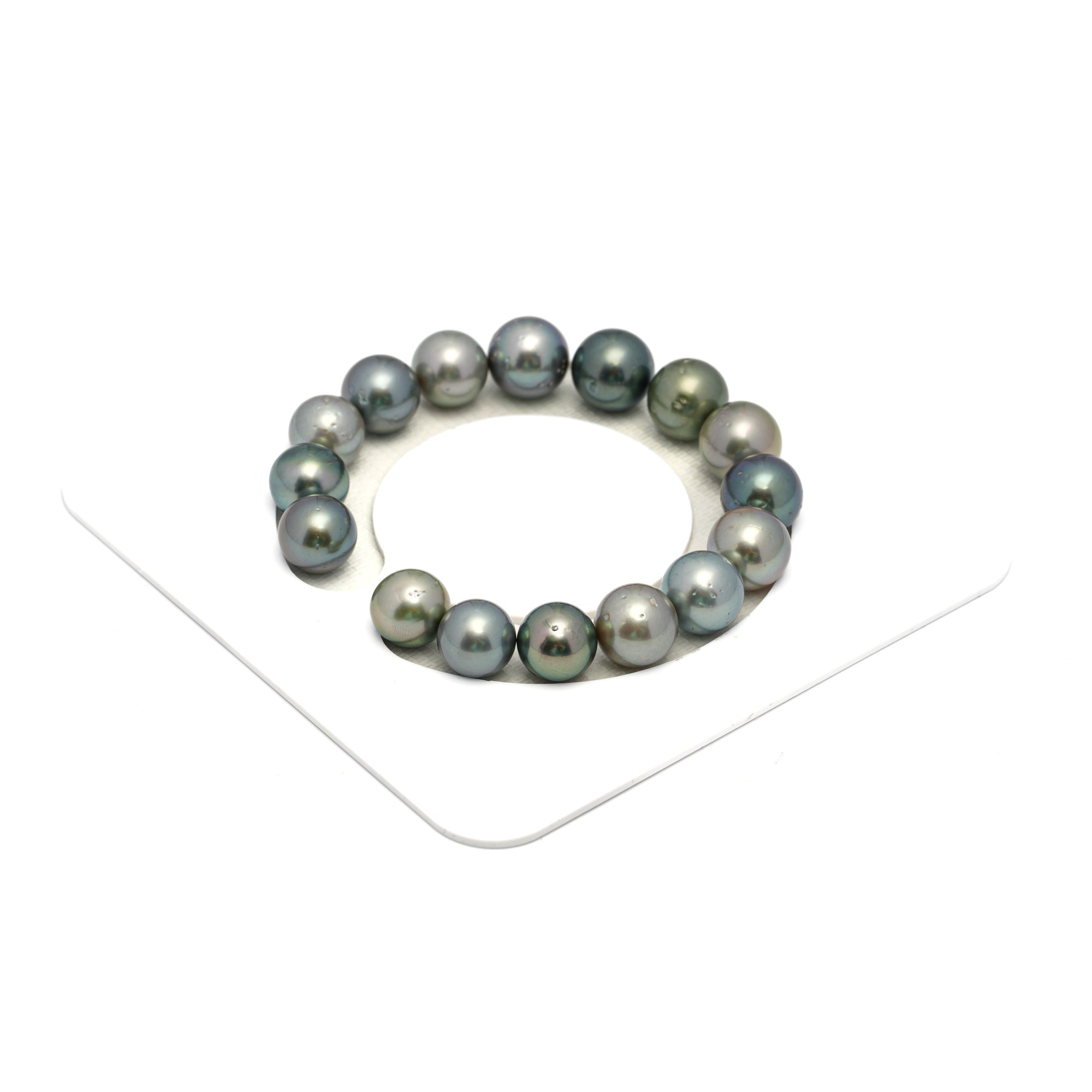 16pcs Light Green 10-12mm - RSR AA/A Quality Tahitian Pearl Bracelet BR2267 OR12