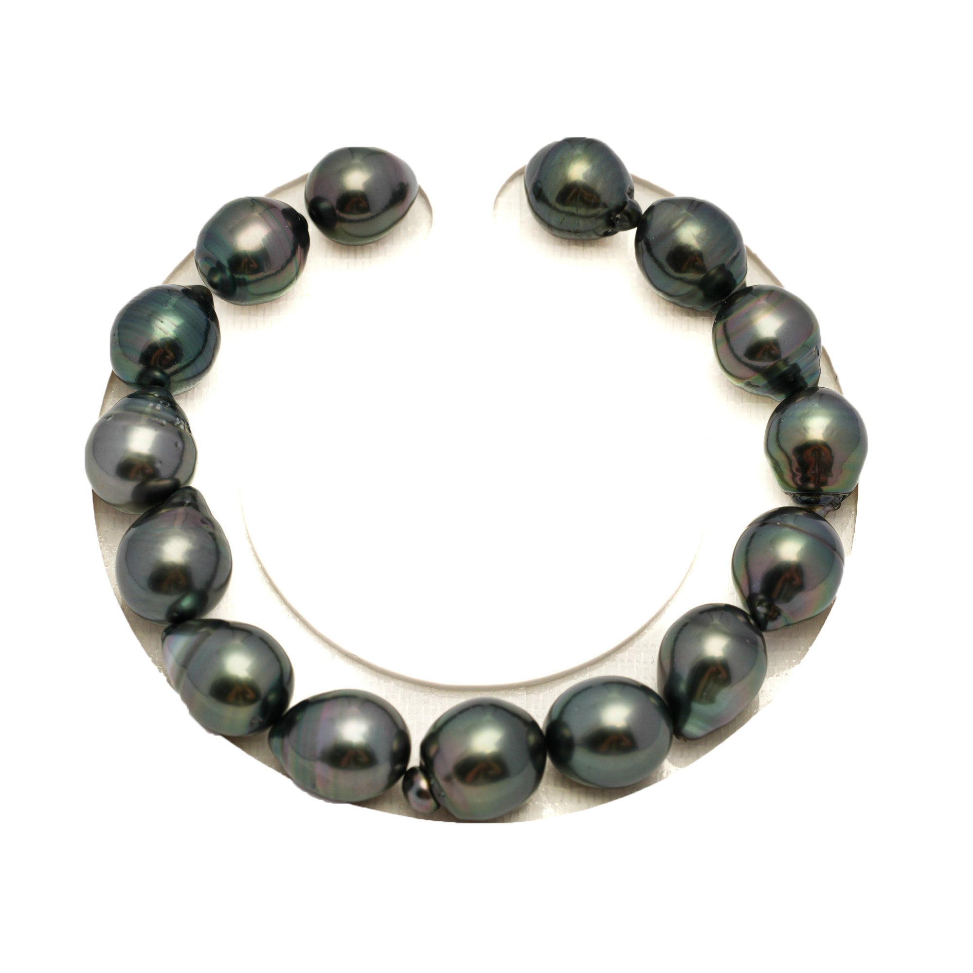 15pcs Olive Green 9-10mm - SB AAA/AA Quality Tahitian Pearl Bracelet BR2377 TH5