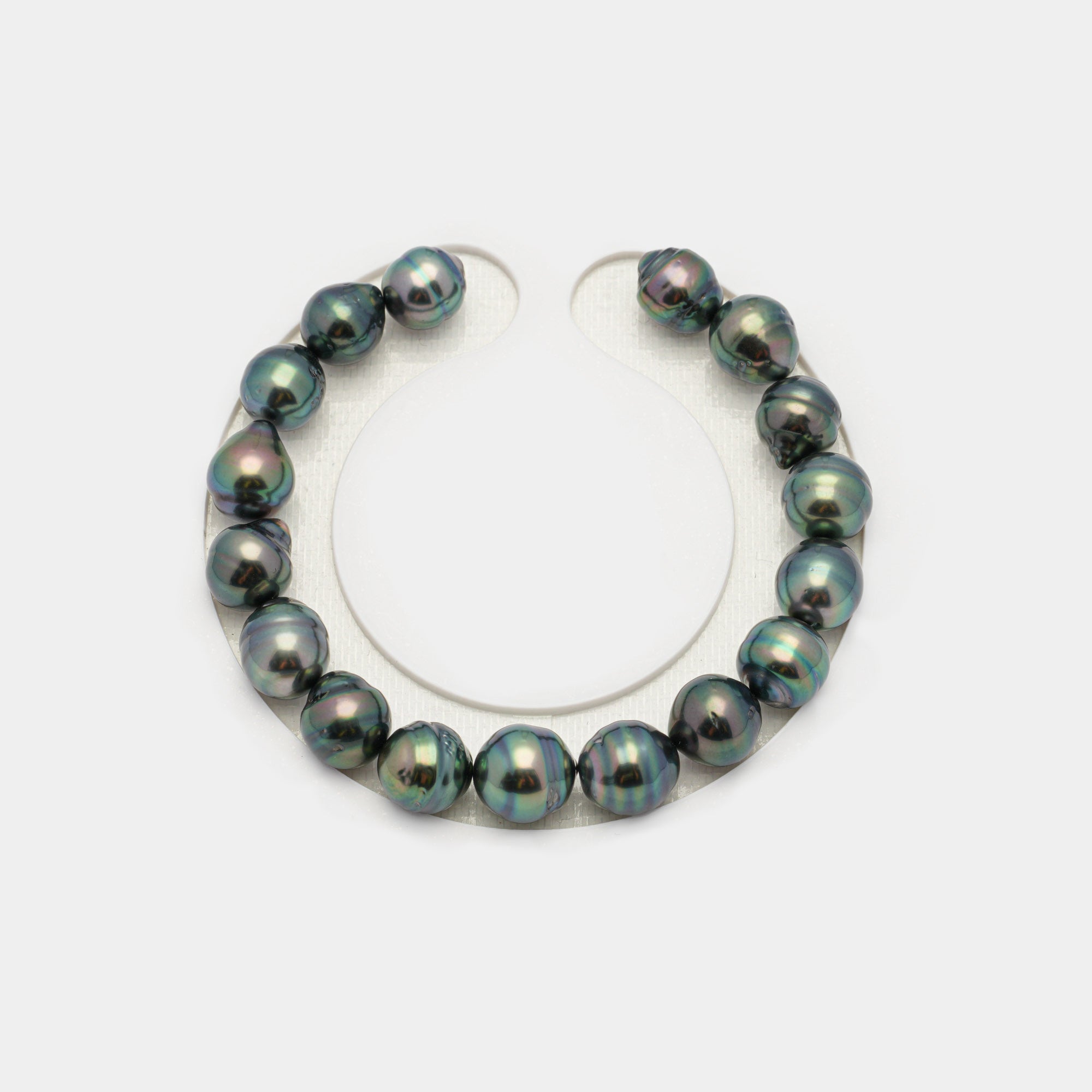 17pcs "High Luster" Peacock Green 8-10mm - CL AAA/AA Quality Tahitian Pearl Bracelet BR2095 OR8