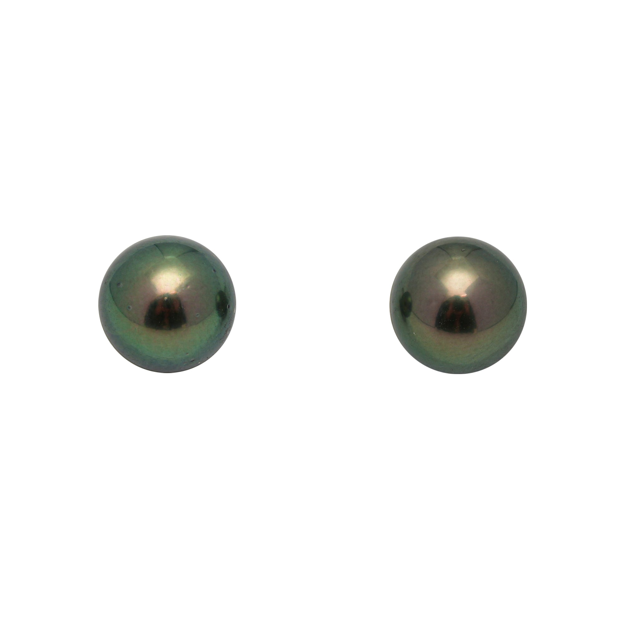 2pcs "High Luster" Green 9.7-9.8mm - RSR AAA/AA Quality Tahitian Pearl Pair ER1770 OR13