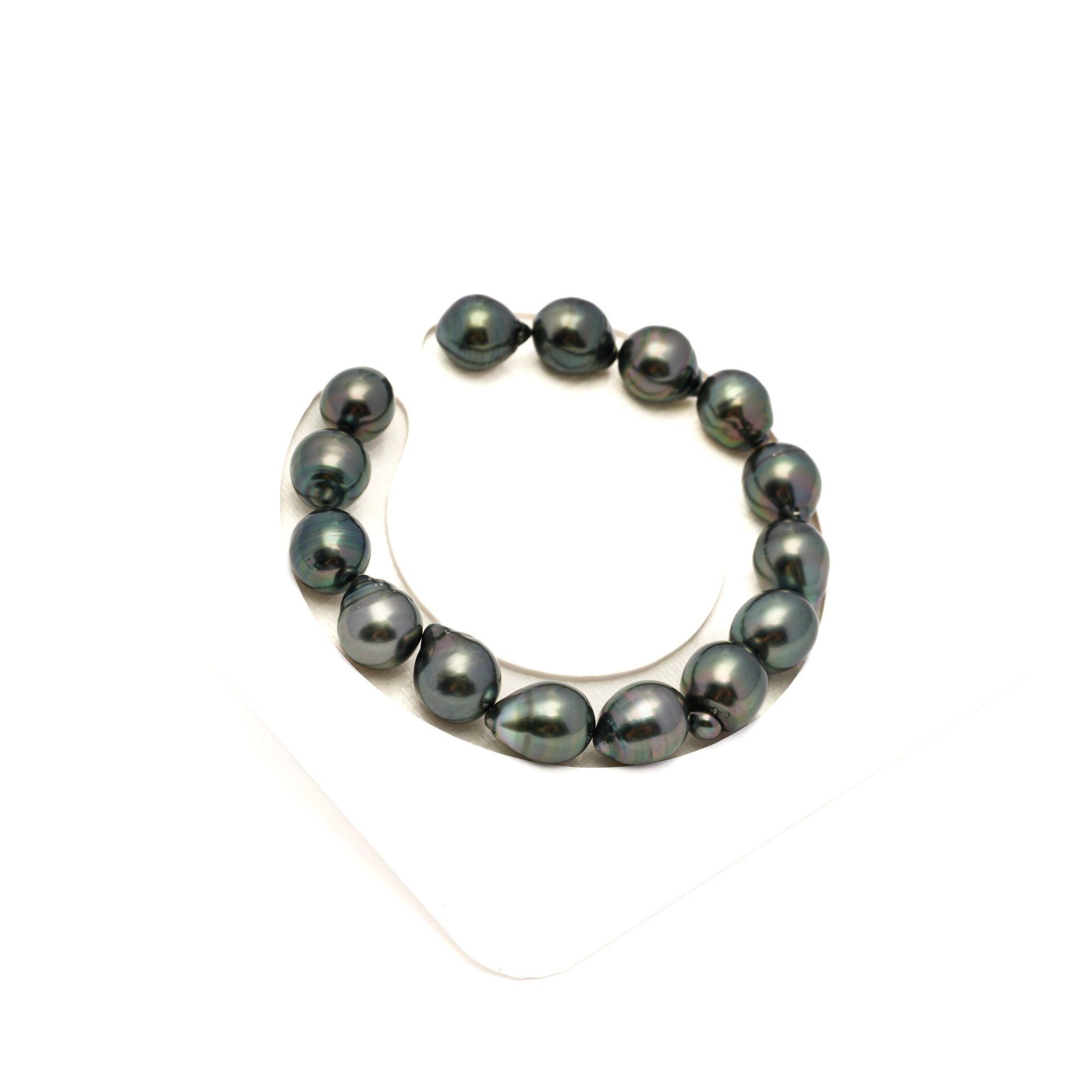 15pcs Olive Green 9-10mm - SB AAA/AA Quality Tahitian Pearl Bracelet BR2377 TH5
