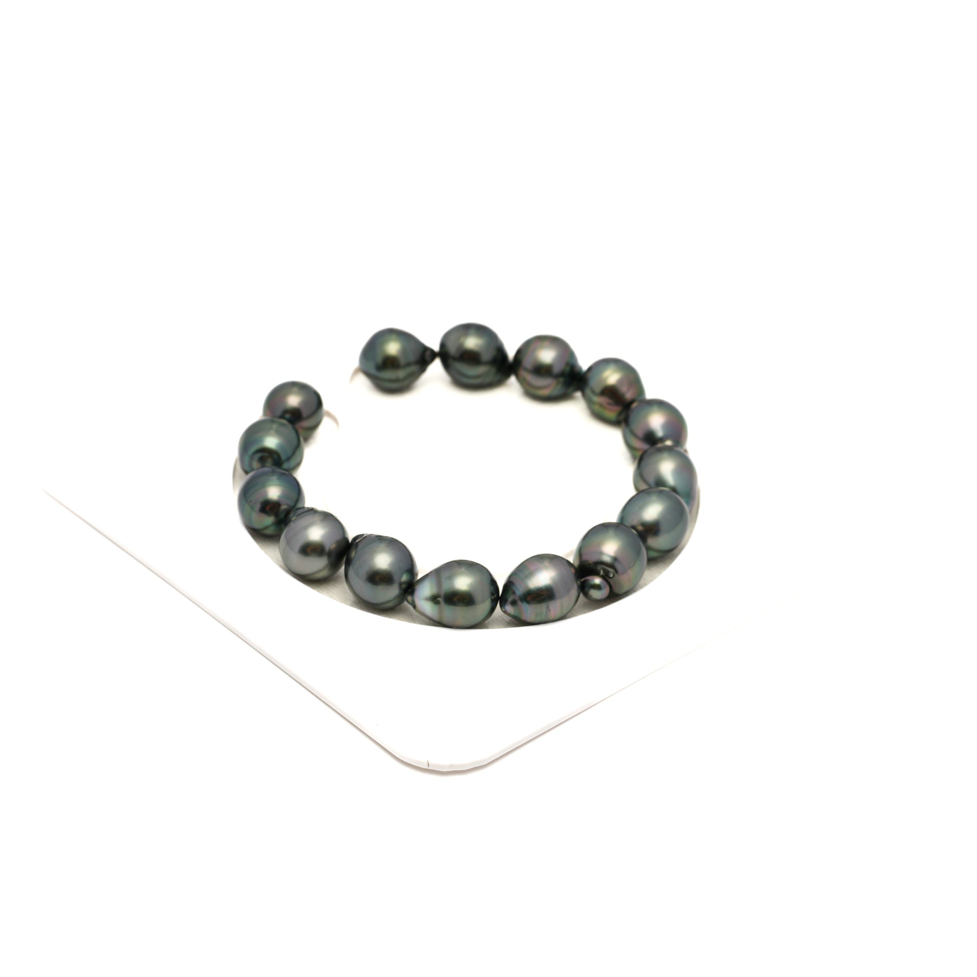 15pcs Olive Green 9-10mm - SB AAA/AA Quality Tahitian Pearl Bracelet BR2377 TH5