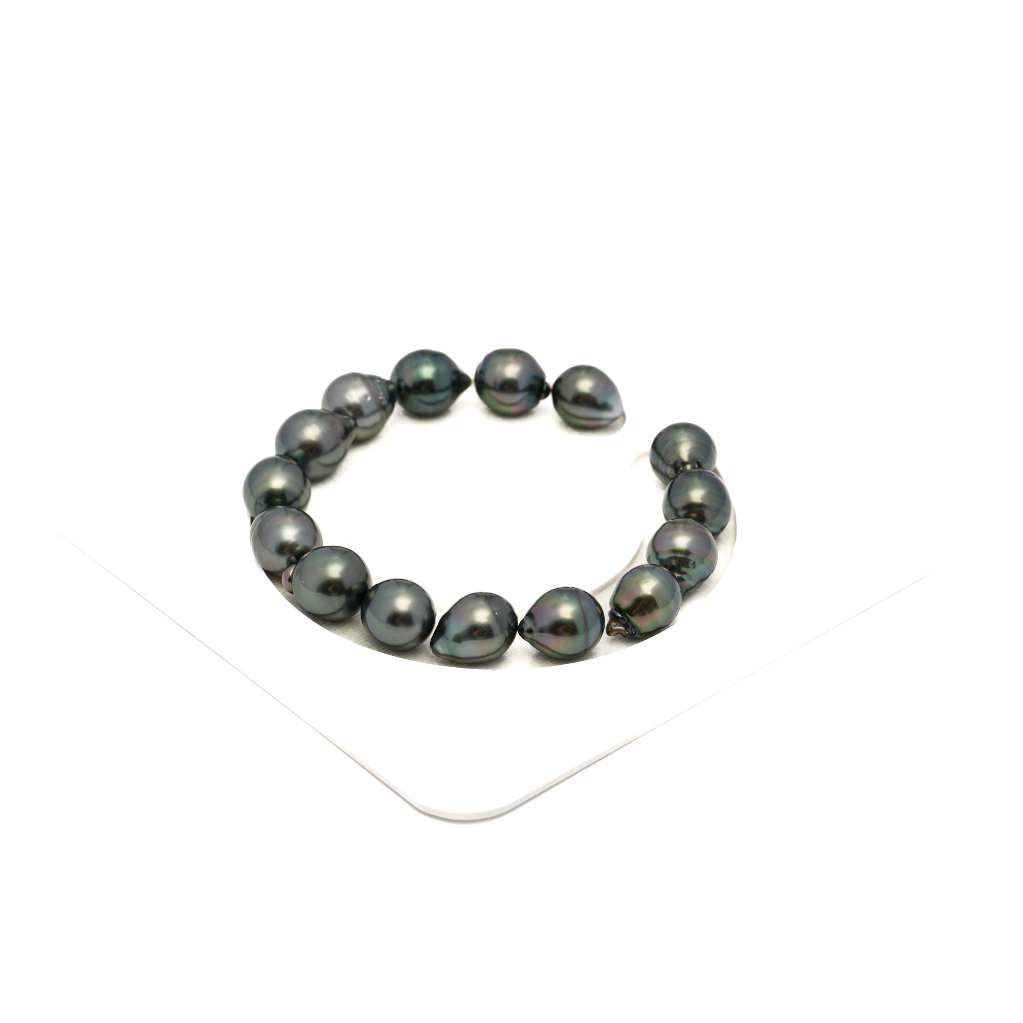 15pcs Olive Green 9-10mm - SB AAA/AA Quality Tahitian Pearl Bracelet BR2377 TH5