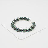 17pcs "High Luster" Peacock Green 8-10mm - CL AAA/AA Quality Tahitian Pearl Bracelet BR2095 OR8