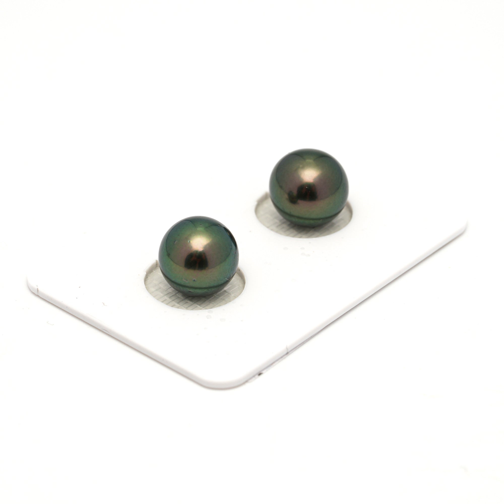 2pcs "High Luster" Green 9.7-9.8mm - RSR AAA/AA Quality Tahitian Pearl Pair ER1770 OR13