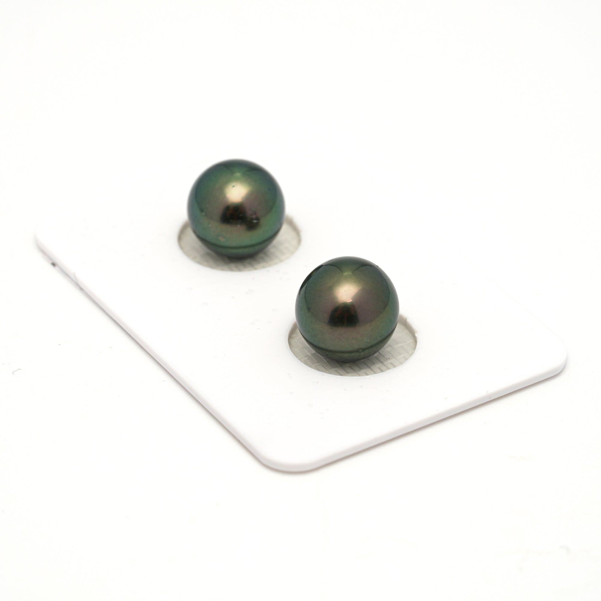 2pcs "High Luster" Green 9.7-9.8mm - RSR AAA/AA Quality Tahitian Pearl Pair ER1770 OR13
