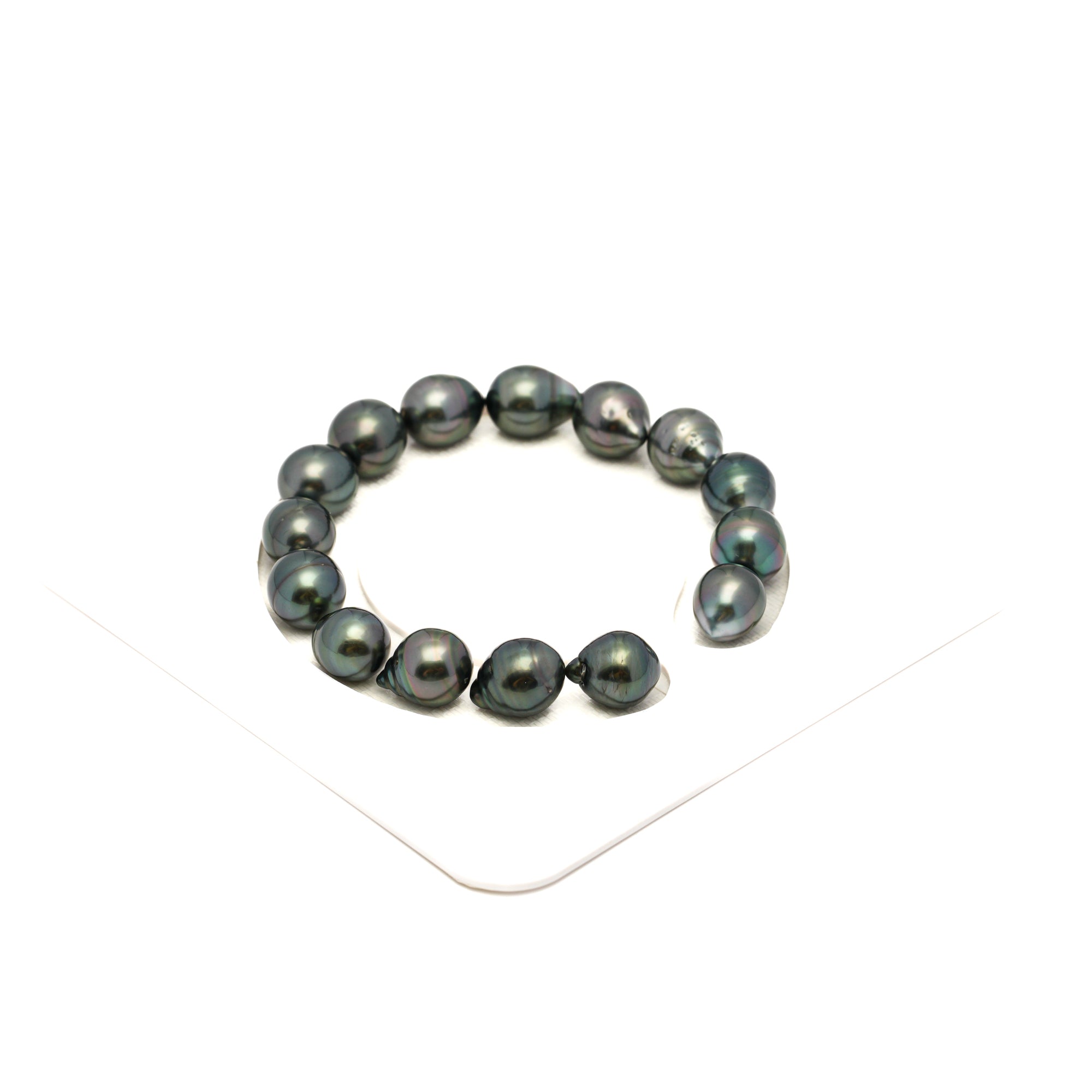 15pcs Olive Green 9-10mm - SB AAA/AA Quality Tahitian Pearl Bracelet BR2377 TH5