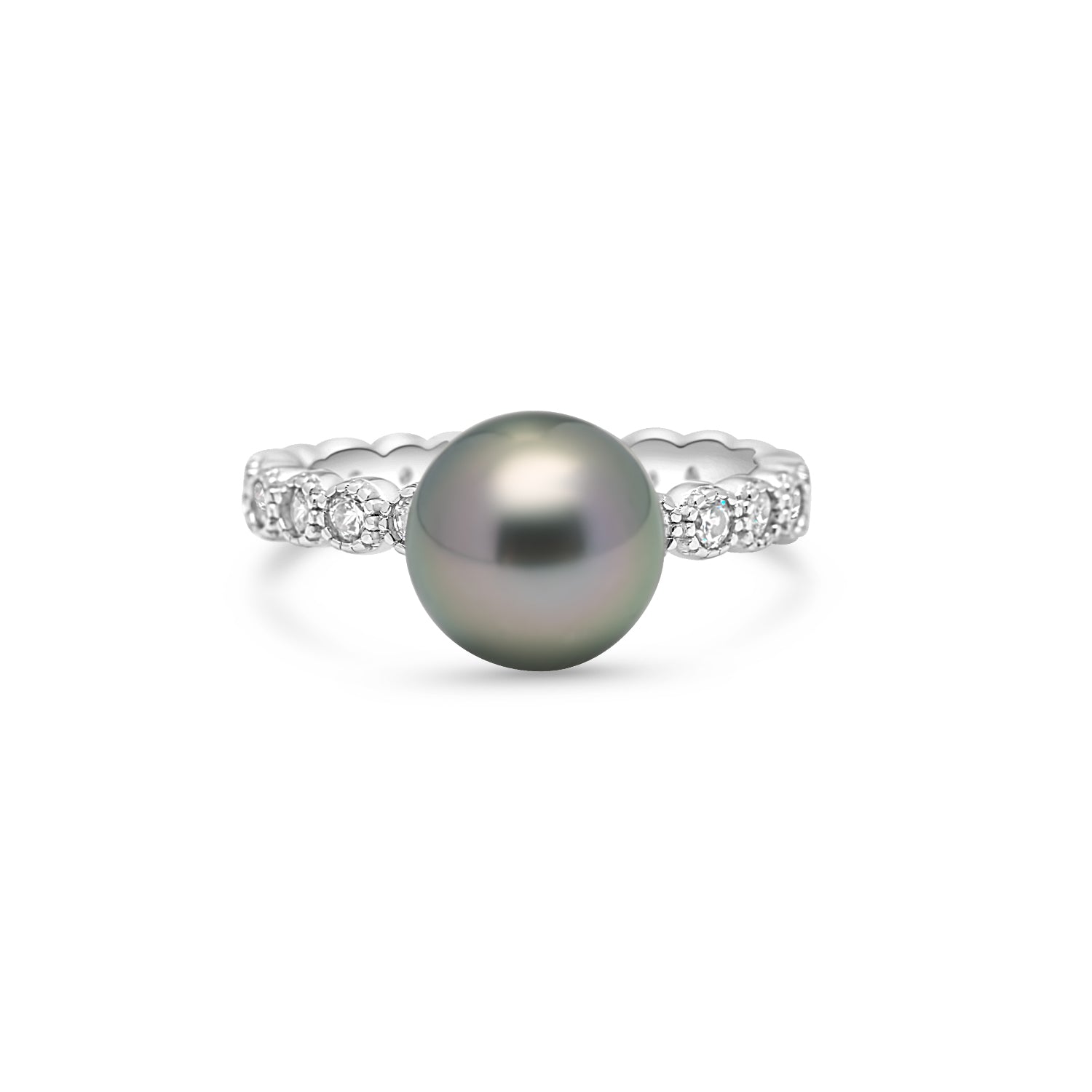 925 Sterling Silver Tahitian Pearl Ring SHM1460 THMIX1