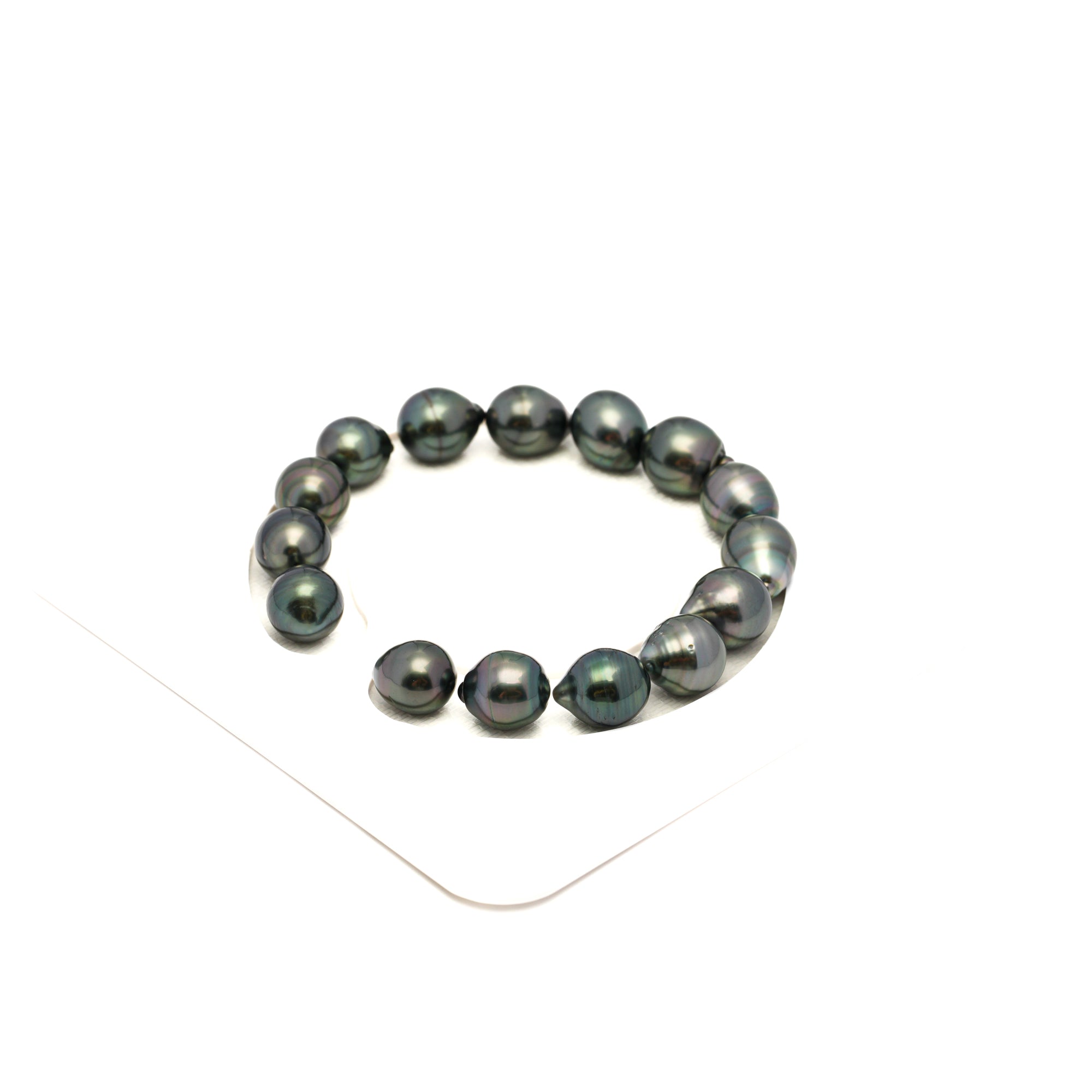 15pcs Olive Green 9-10mm - SB AAA/AA Quality Tahitian Pearl Bracelet BR2377 TH5