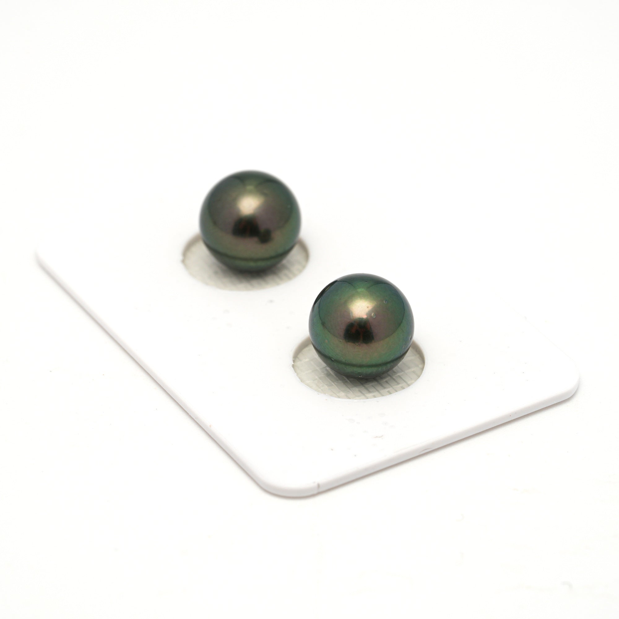 2pcs "High Luster" Green 9.7-9.8mm - RSR AAA/AA Quality Tahitian Pearl Pair ER1770 OR13