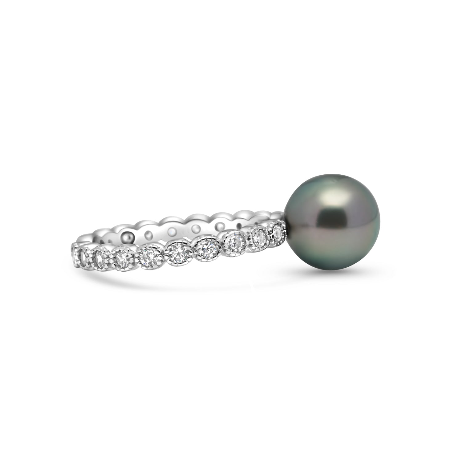 925 Sterling Silver Tahitian Pearl Ring SHM1460 THMIX1