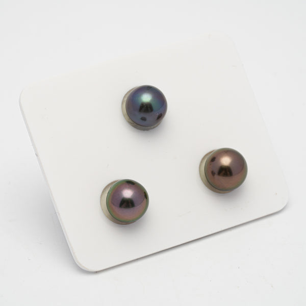 3pcs "High Luster" Multicolor 9.4-9.8mm - RSR AAA/AA Quality Tahitian Pearl Trio Set ER1242 TH2