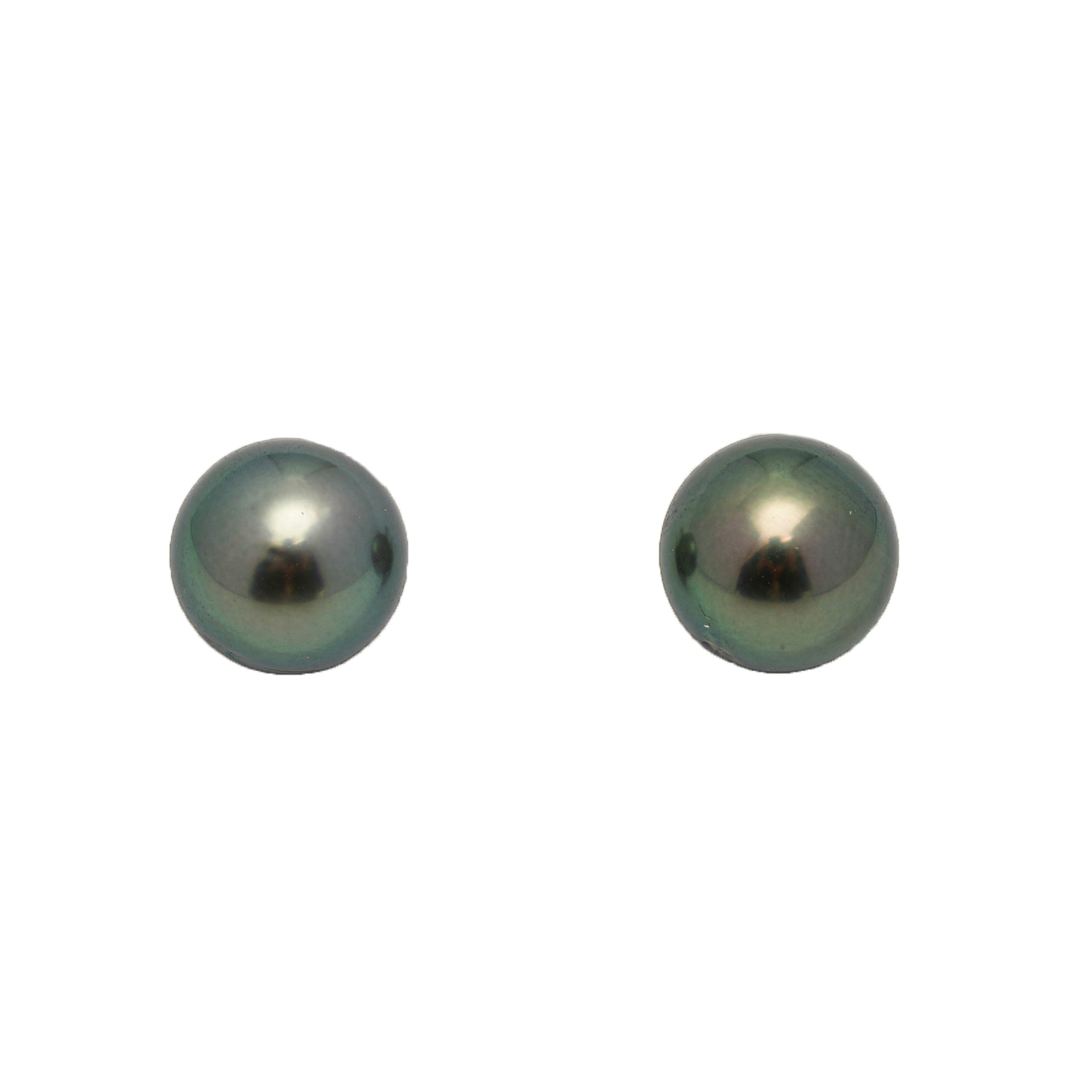 2pcs "High Luster" Green 9.8mm - RSR AAA/AA Quality Tahitian Pearl Pair ER1766 OR13