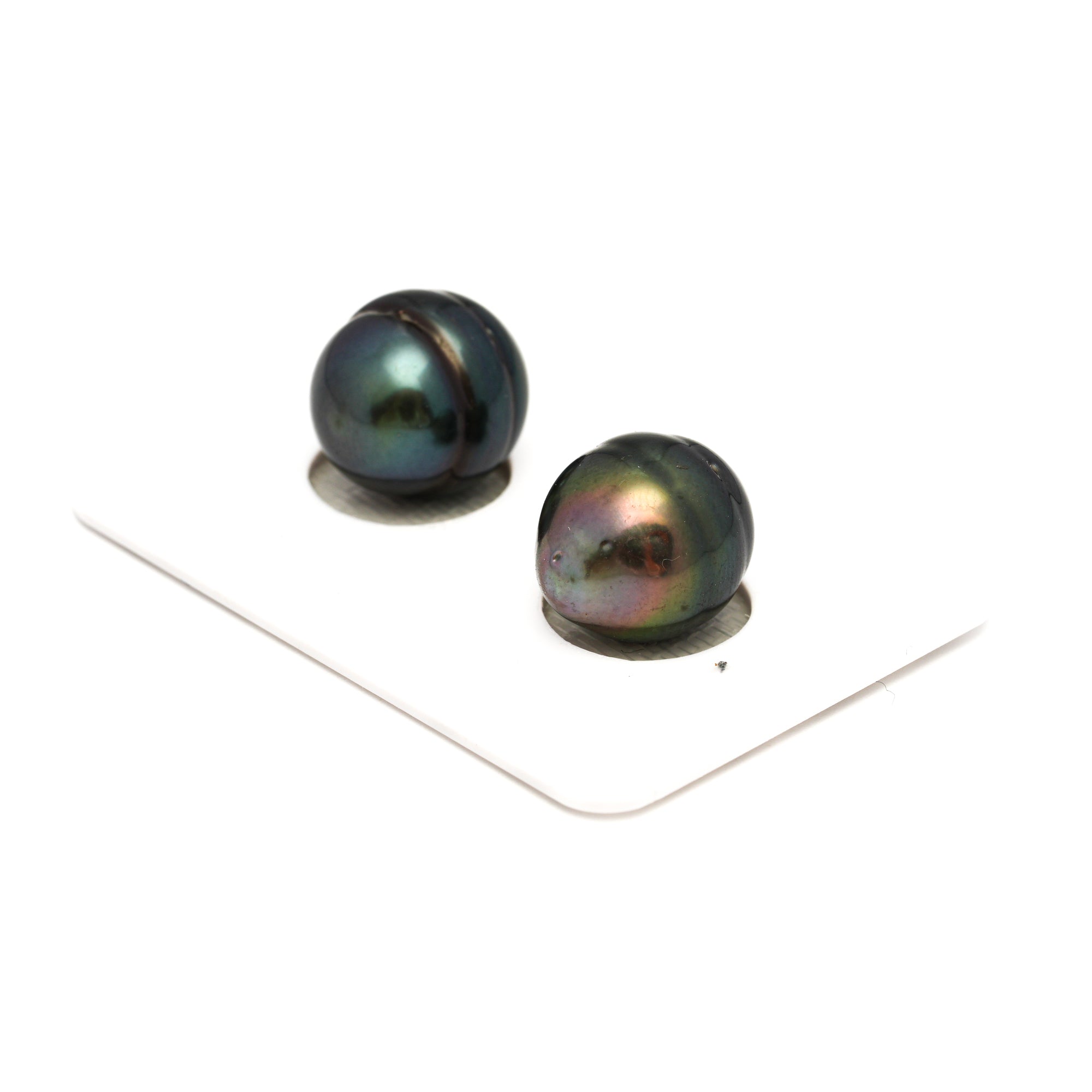 2pcs Green Mix 11.9-12.8mm - CL AAA/AA Quality Tahitian Pearl Pair ER1811 CMP9