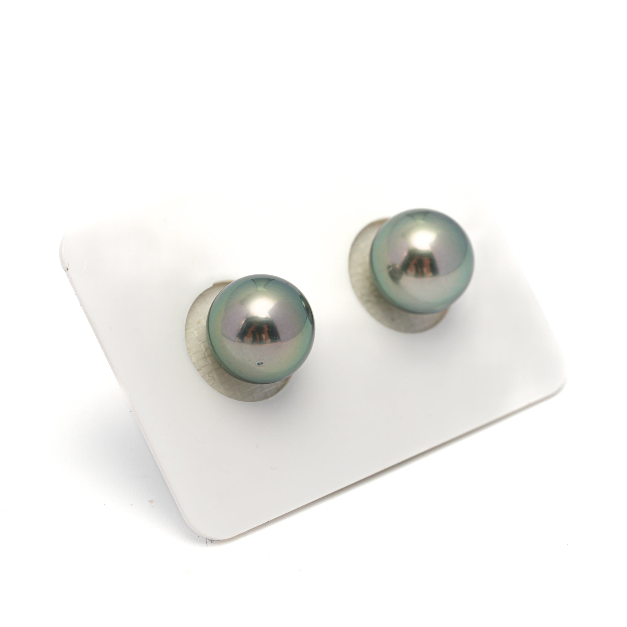 2pcs Light Green 10.5mm - RSR AAA/AA Quality Tahitian Pearl Pair ER1698 OR12
