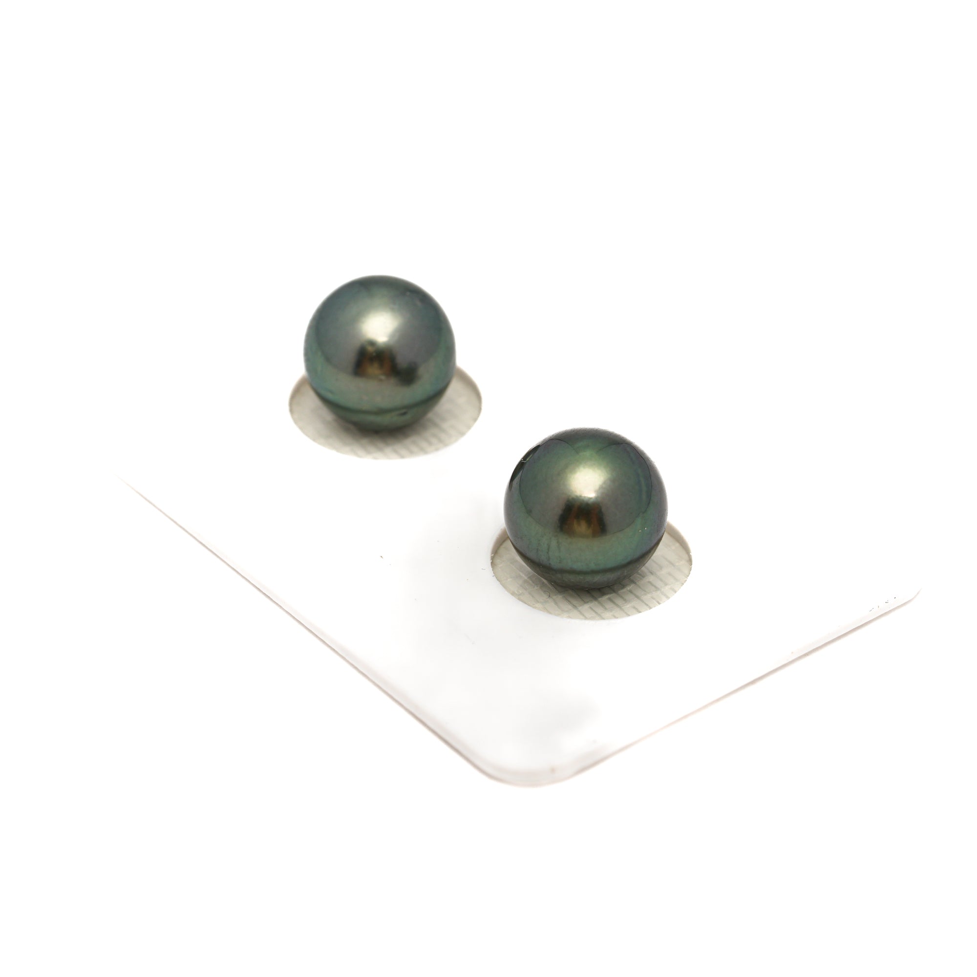 2pcs Green 9.8-9.9mm - RSR AA/AAA Quality Tahitian Pearl Pair ER1759 OR13