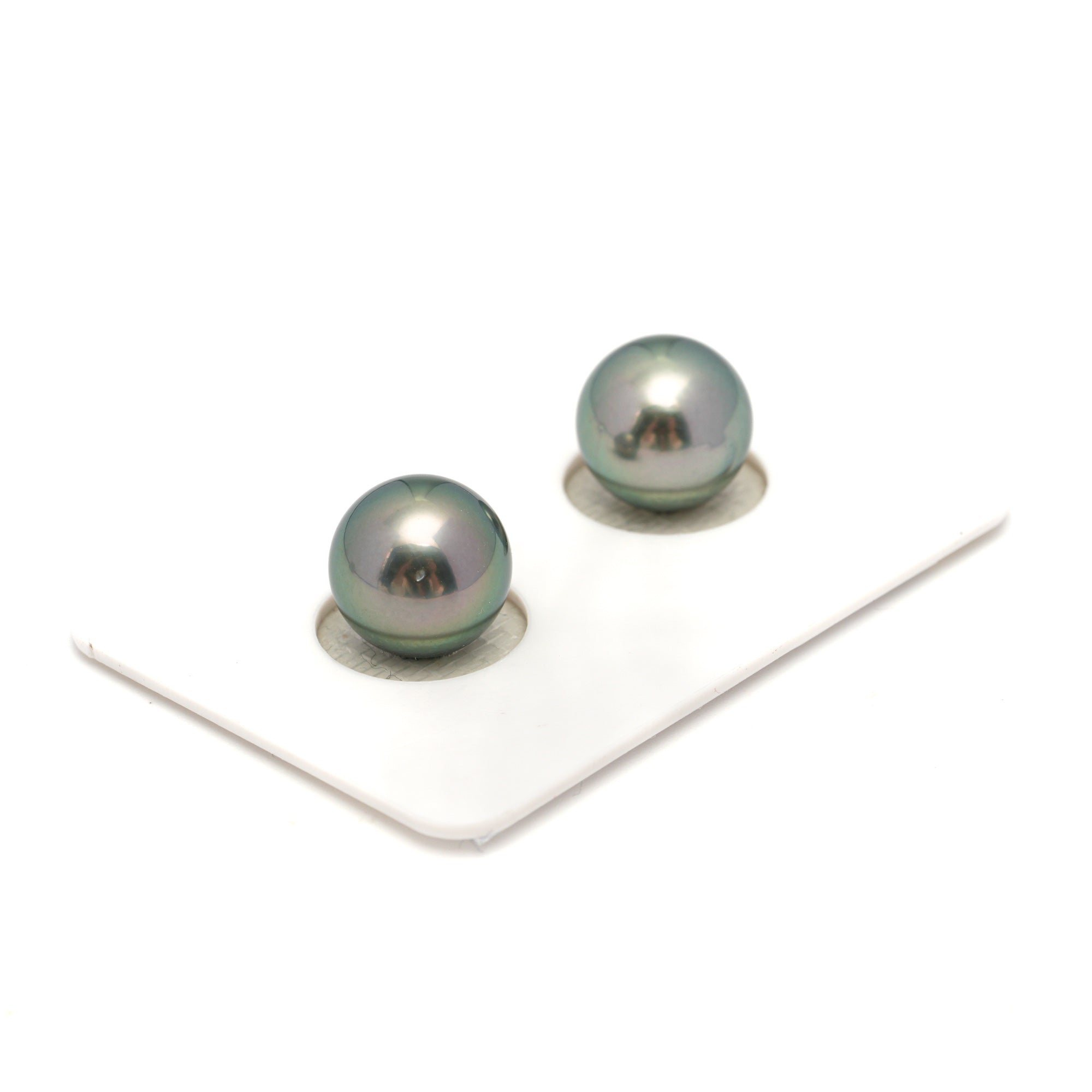 2pcs Light Green 10.5mm - RSR AAA/AA Quality Tahitian Pearl Pair ER1698 OR12