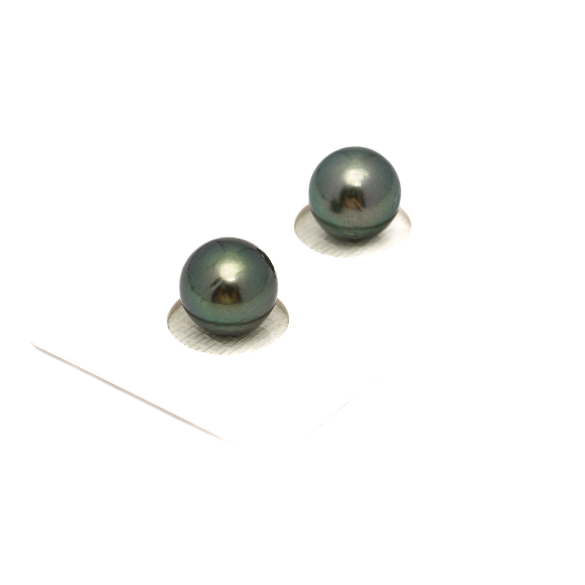 2pcs Green 9.8-9.9mm - RSR AA/AAA Quality Tahitian Pearl Pair ER1759 OR13