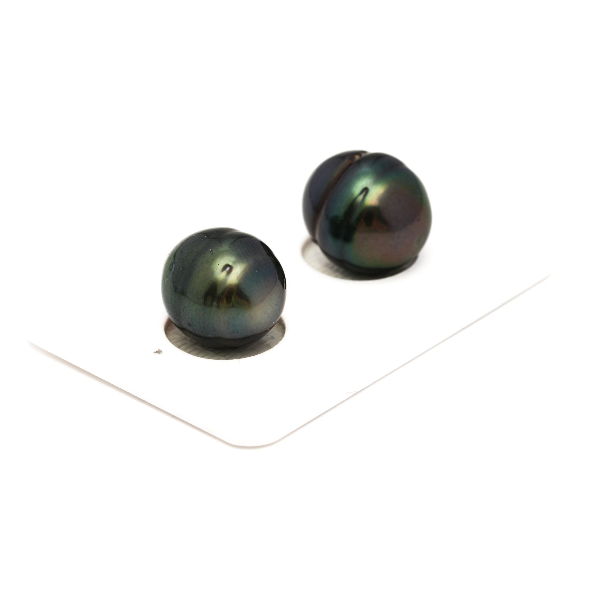 2pcs Green Mix 11.9-12.8mm - CL AAA/AA Quality Tahitian Pearl Pair ER1811 CMP9