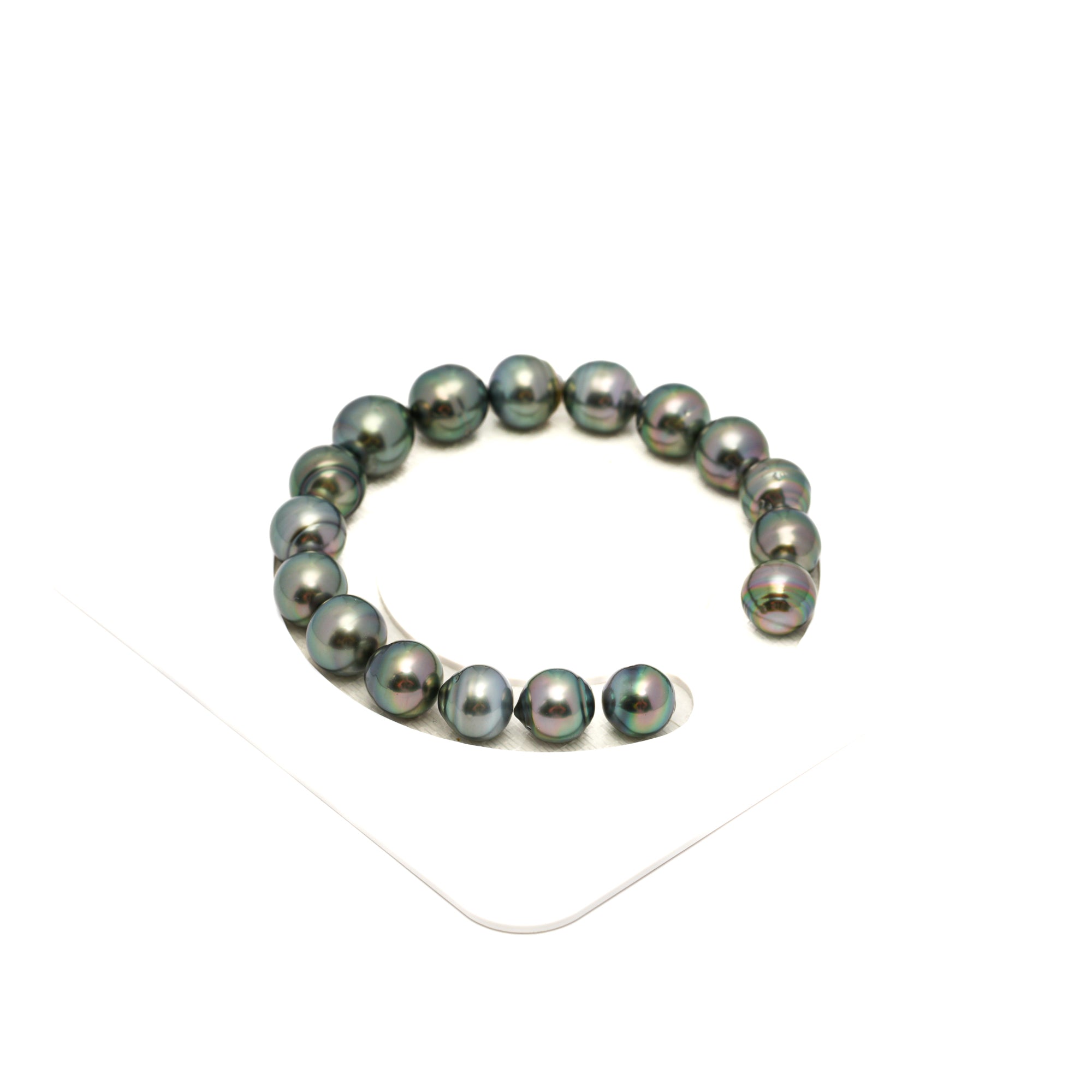 17pcs "High Luster" Light Green 9-11mm - SB AAA Quality Tahitian Pearl Bracelet BR2359 TH5