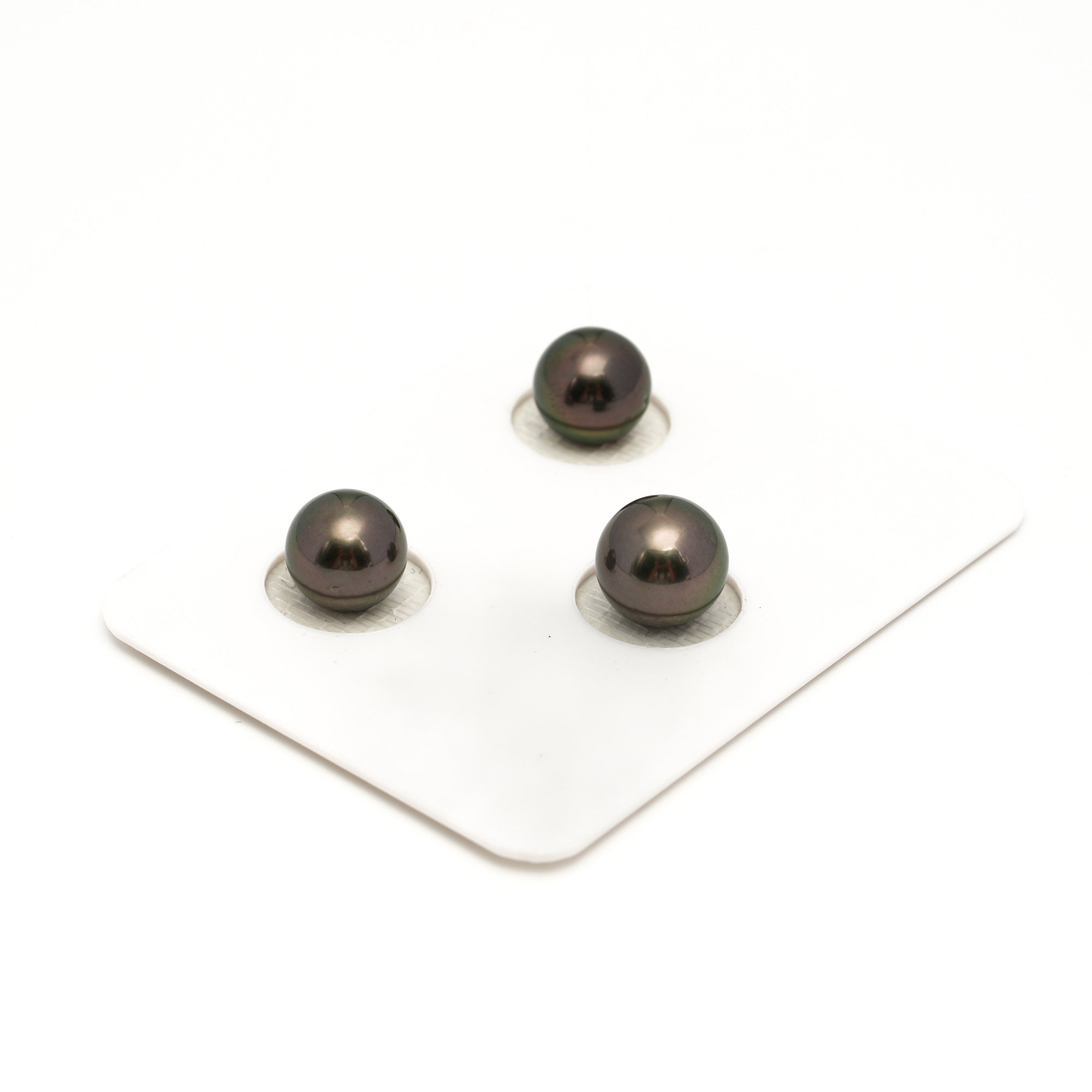 3pcs Brown Green 9-9.7mm - SR/NR AAA/AA Quality Tahitian Pearl Trio Set ER1843 OR13