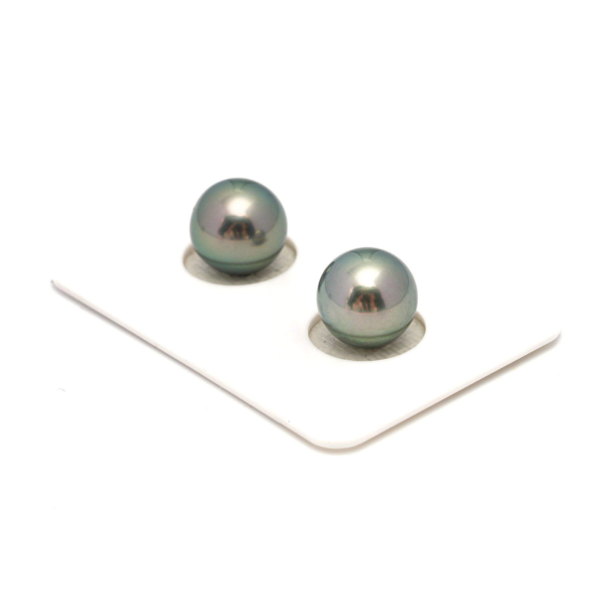 2pcs Light Green 10.5mm - RSR AAA/AA Quality Tahitian Pearl Pair ER1698 OR12