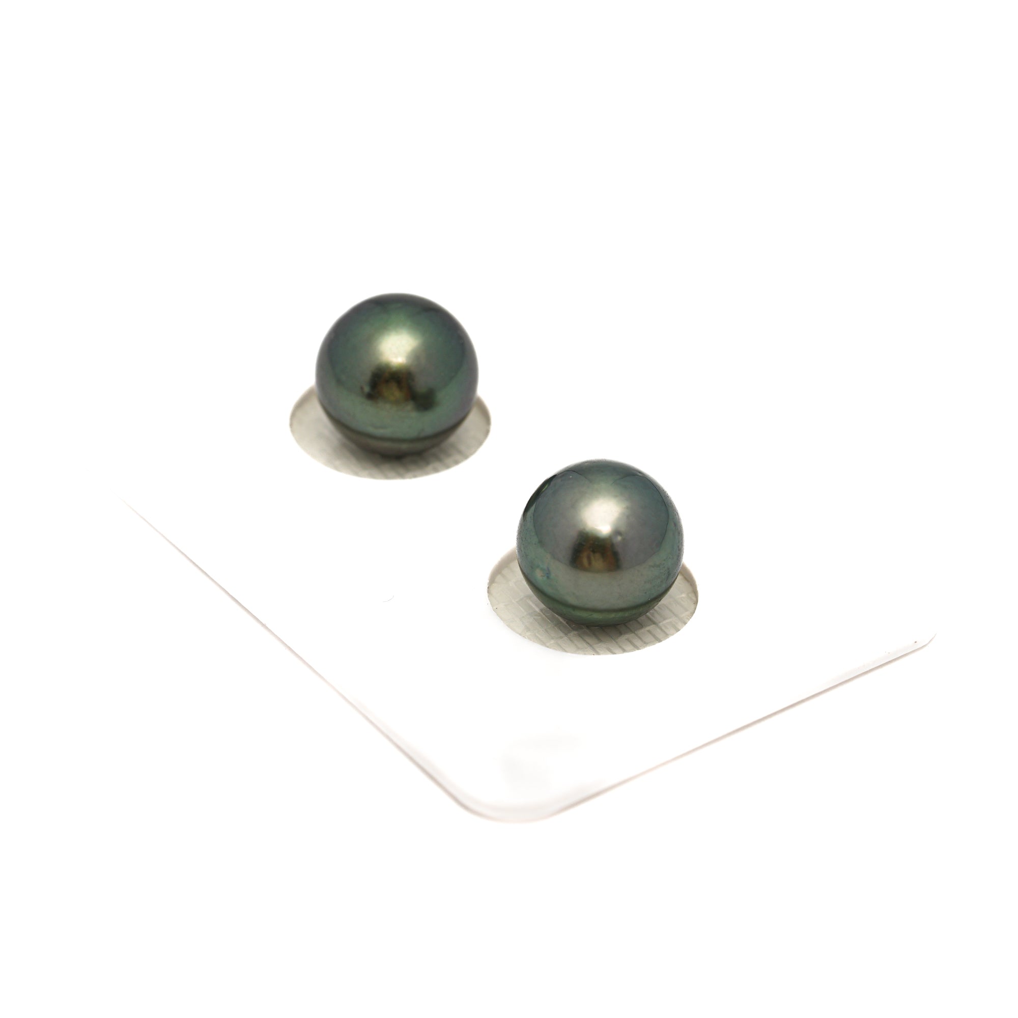 2pcs Green 9.8-9.9mm - RSR AA/AAA Quality Tahitian Pearl Pair ER1759 OR13
