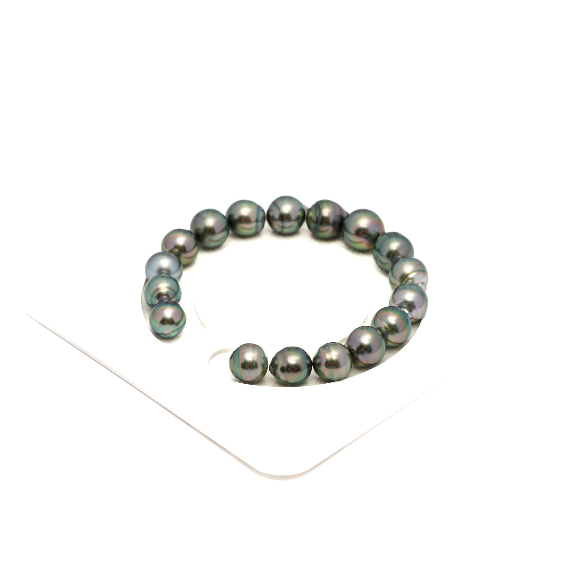17pcs "High Luster" Light Green 9-11mm - SB AAA Quality Tahitian Pearl Bracelet BR2359 TH5