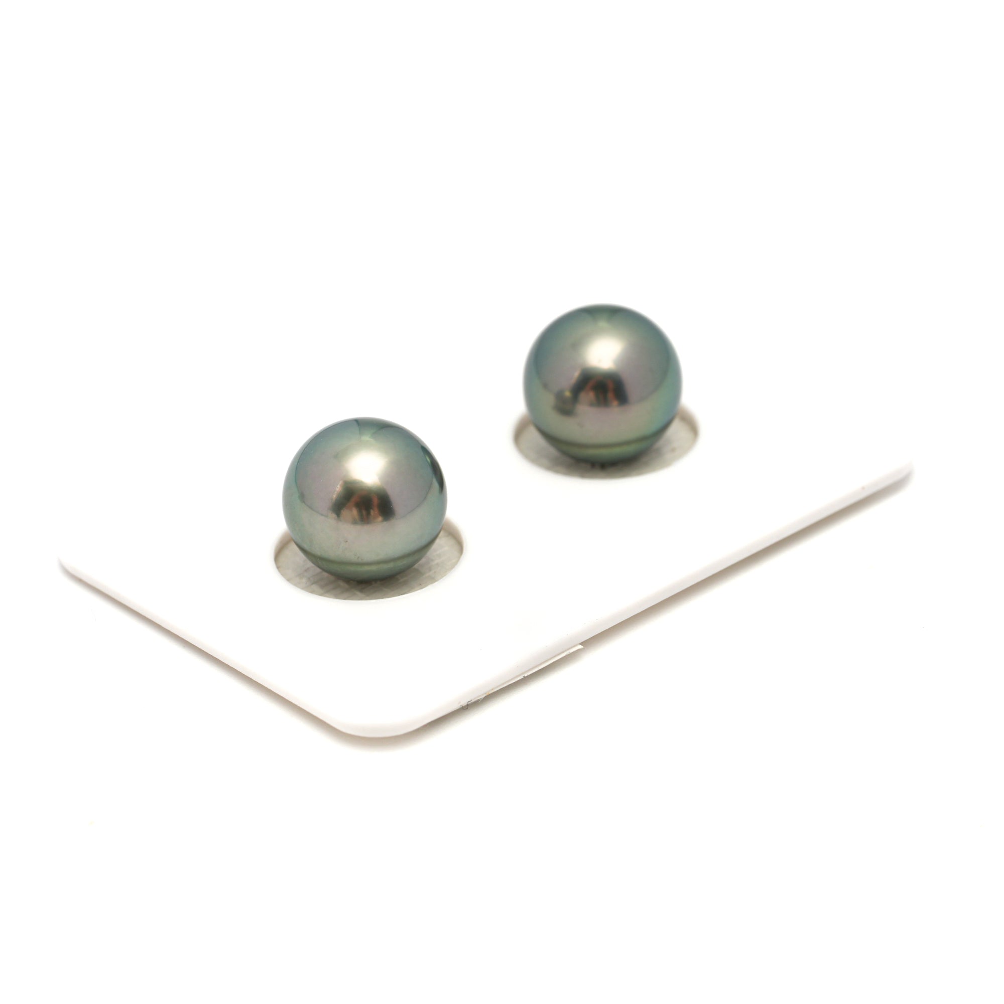 2pcs Light Green 10.5mm - RSR AAA/AA Quality Tahitian Pearl Pair ER1698 OR12