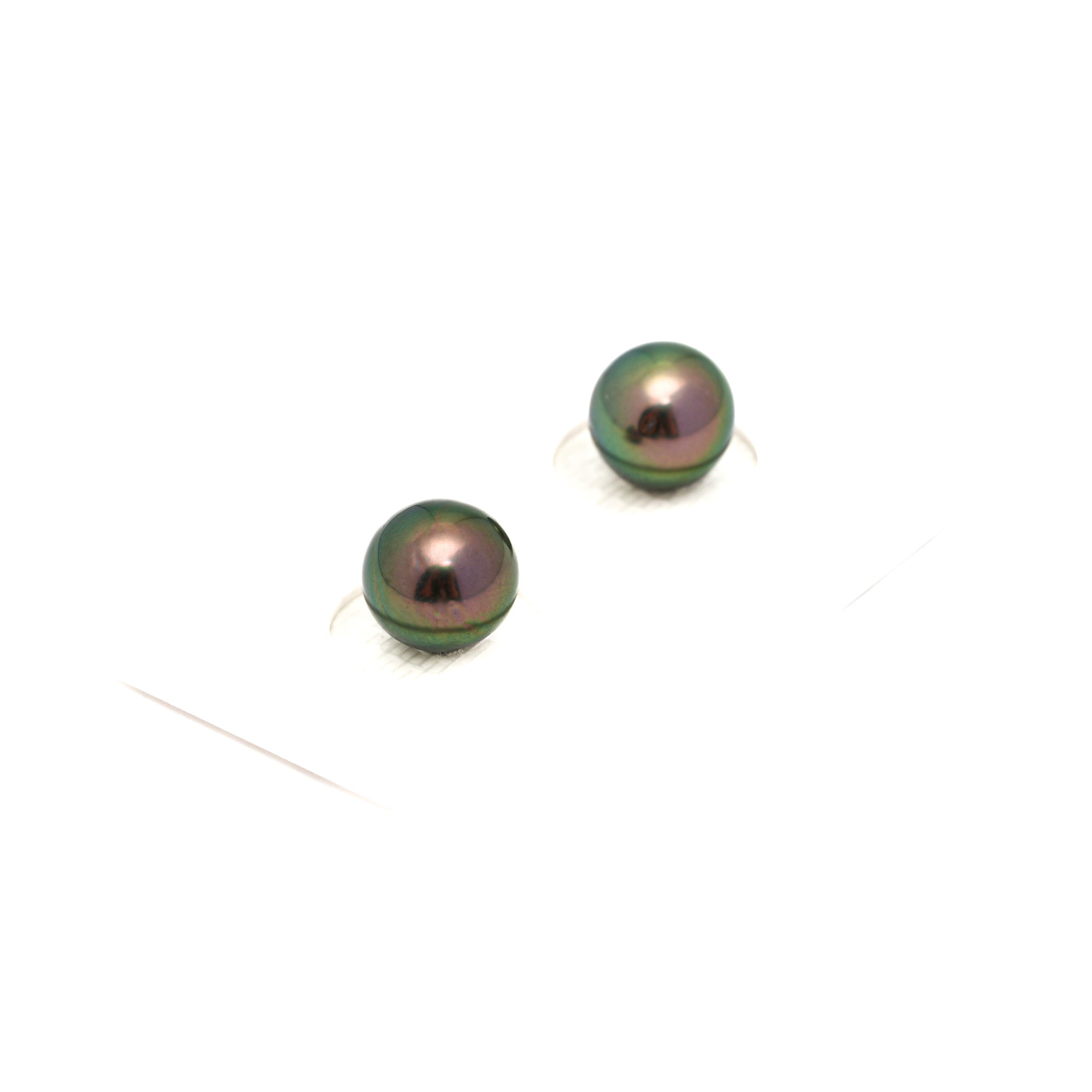 2pcs "Top Luster" Peacock 8.7-8.8mm - RSR AAA/AA Quality Tahitian Pearl Pair ER1760 OR13