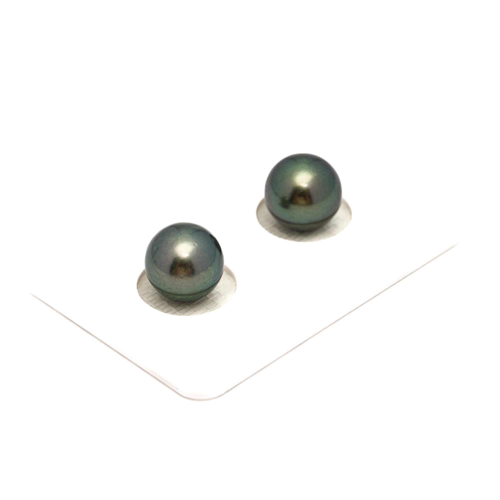 2pcs Green 9.8-9.9mm - RSR AA/AAA Quality Tahitian Pearl Pair ER1759 OR13