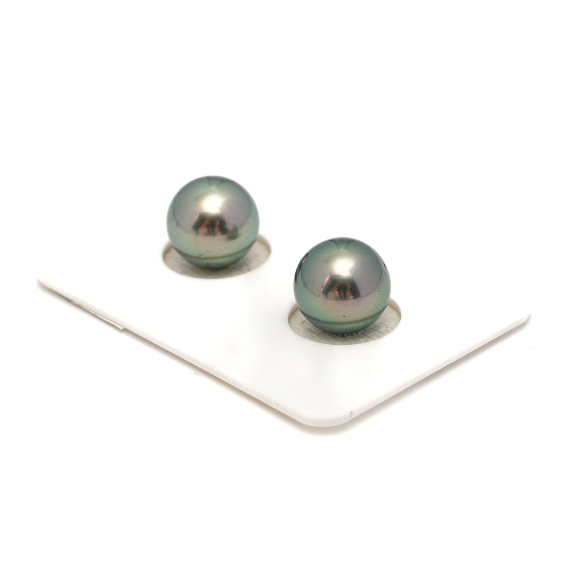 2pcs Light Green 10.5mm - RSR AAA/AA Quality Tahitian Pearl Pair ER1698 OR12