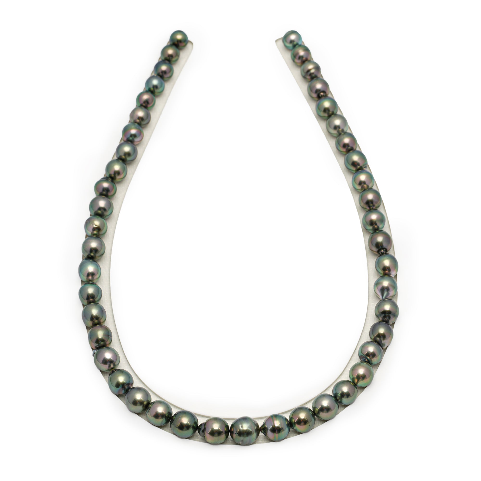 46pcs "High Luster" Green 8-10mm - SB AAA/AA Quality Tahitian Pearl Necklace NL1612 HL3