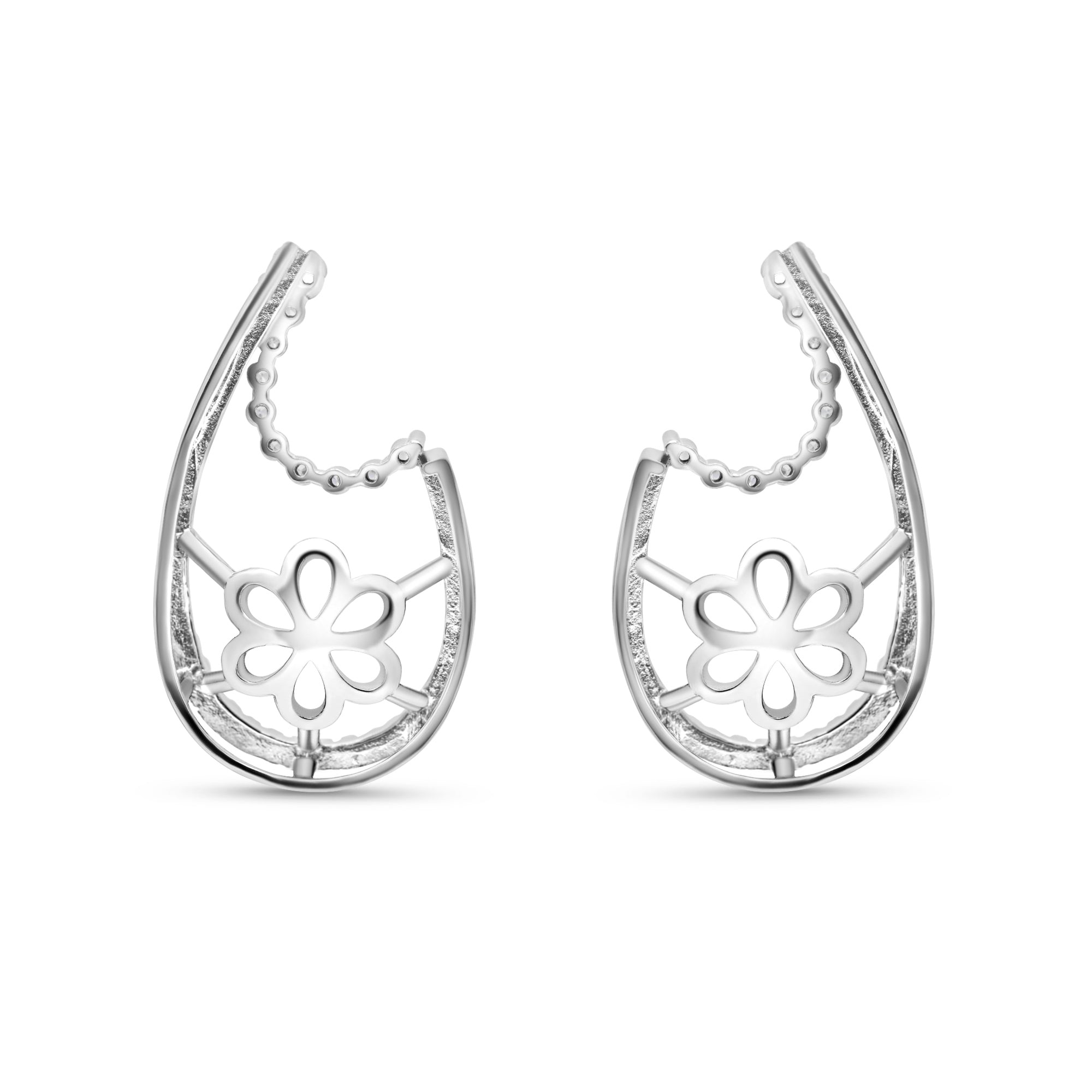 Stud Earring Bails 925 Silver for Pearl SC137