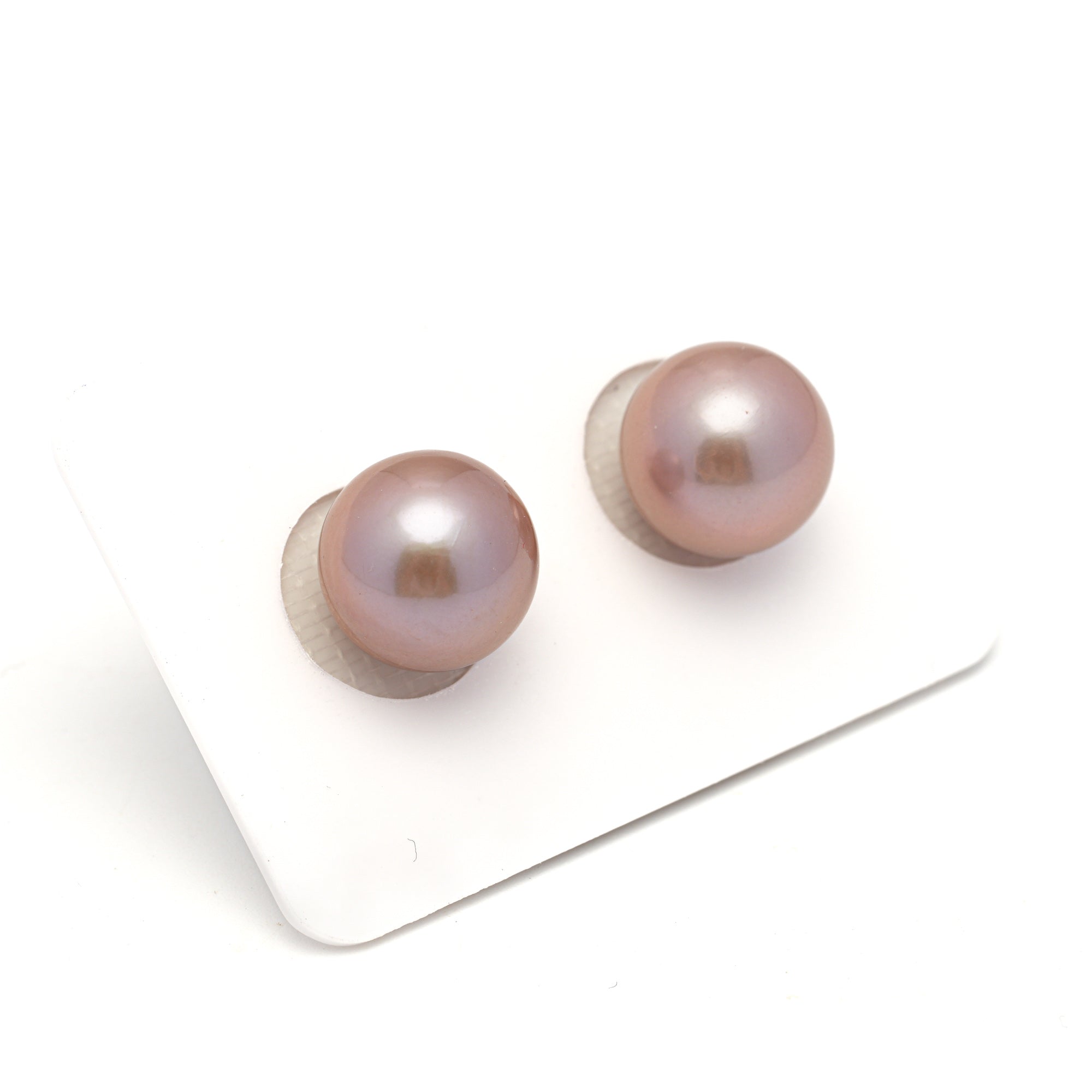 2pcs Pink Pair - Round/Semi-Round 12mm AAA quality Fresh Water Pearl ER1732