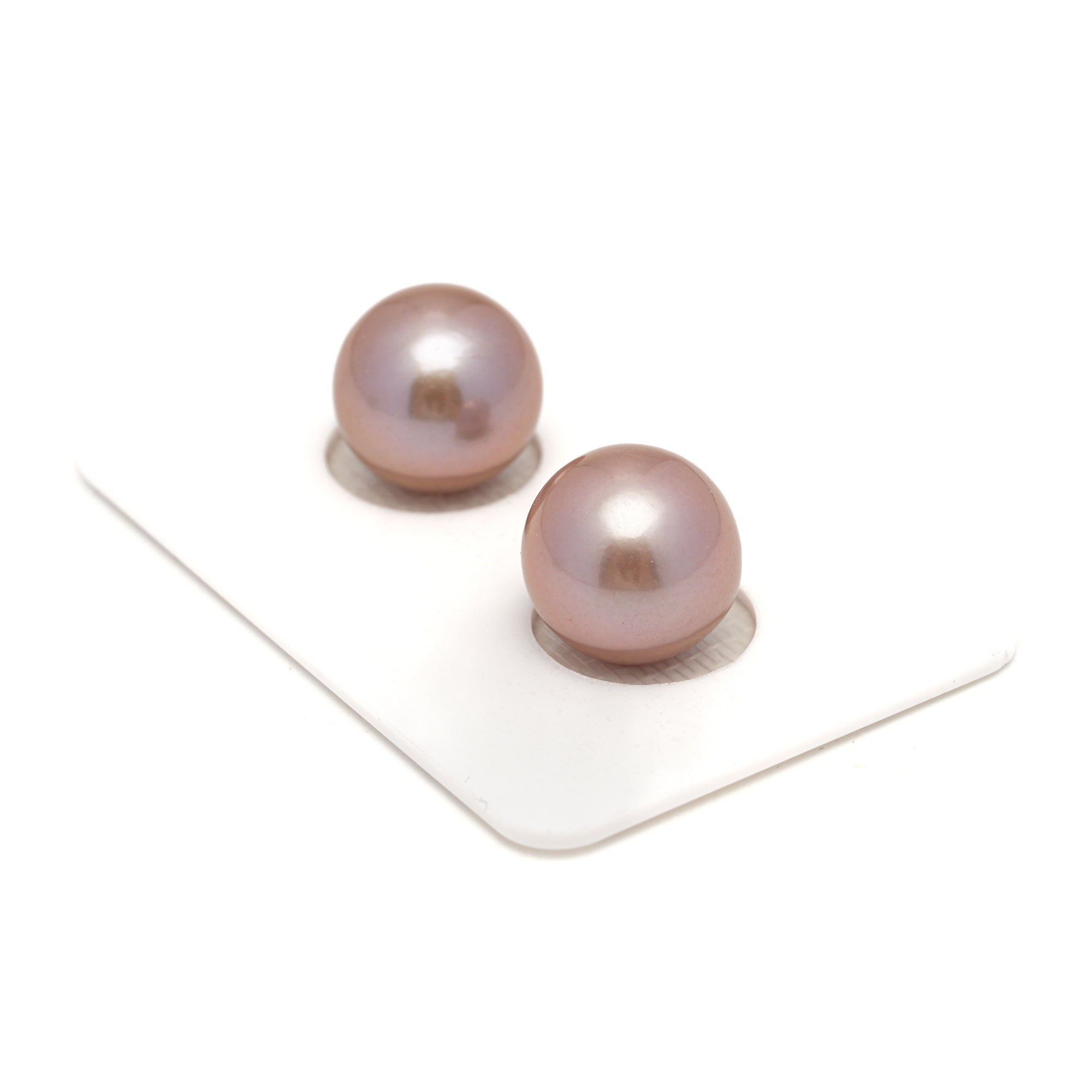 2pcs Pink Pair - Round/Semi-Round 12mm AAA quality Fresh Water Pearl ER1732