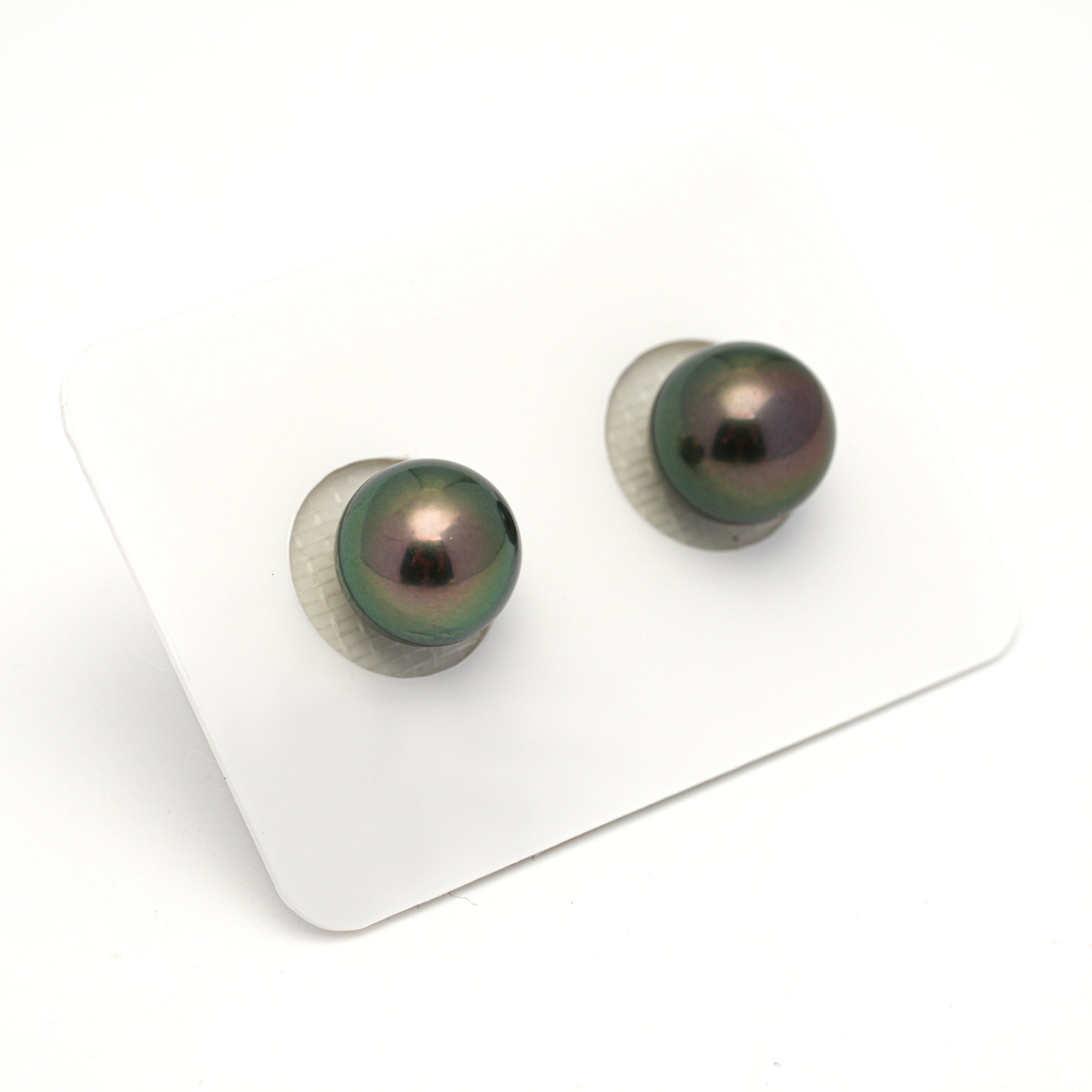 2pcs Peacock 9.9-10mm - RSR AAA Quality Tahitian Pearl Pair ER1752 OR13