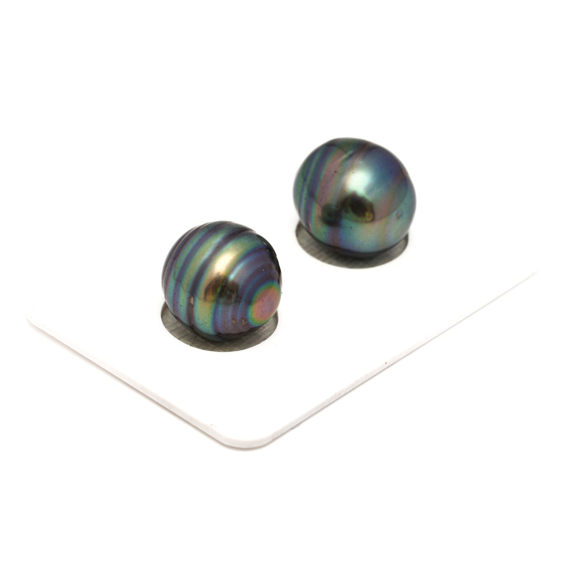 2pcs Green 12.2-12.6mm - CL AA/AAA Quality Tahitian Pearl Pair ER1812 CMP9