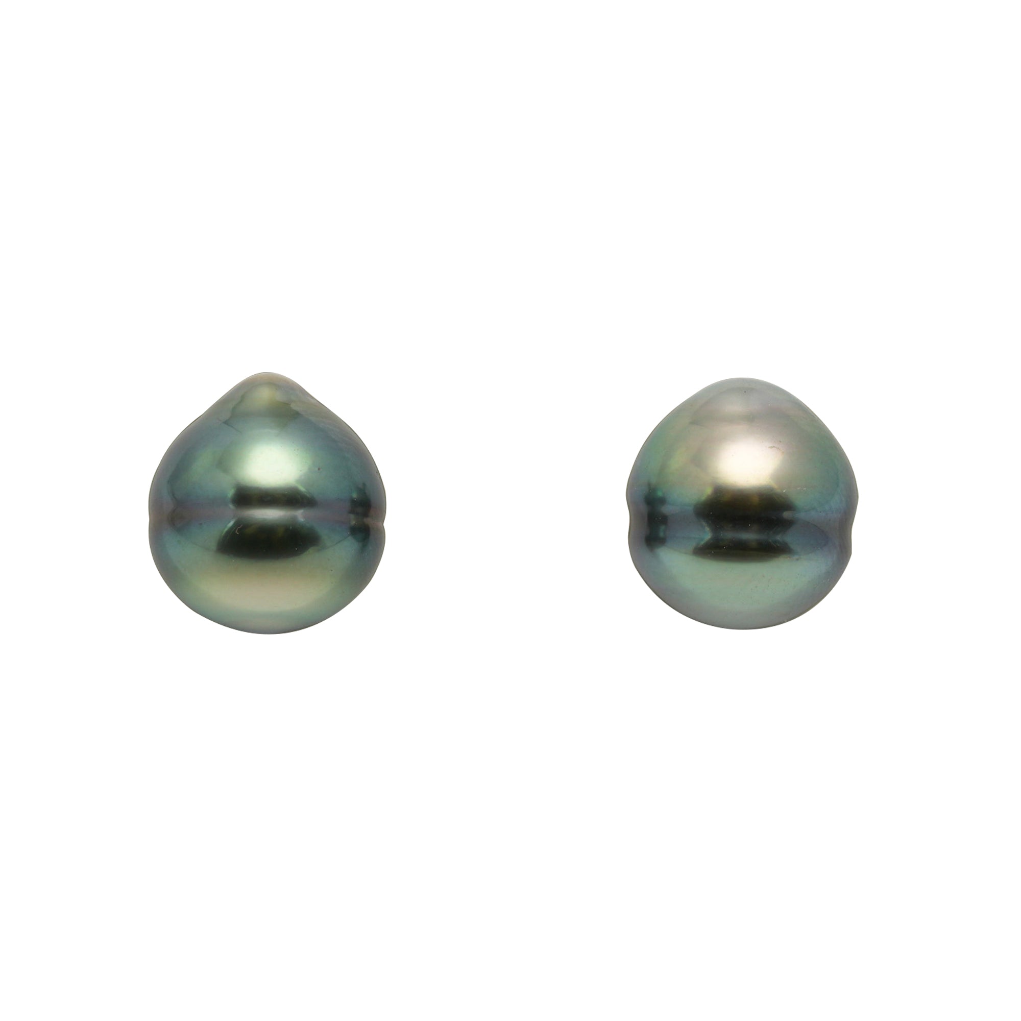 2pcs "High Luster" Blue Green 9.4-9.6mm - CL AAA Quality Tahitian Pearl Pair ER1913 LP2