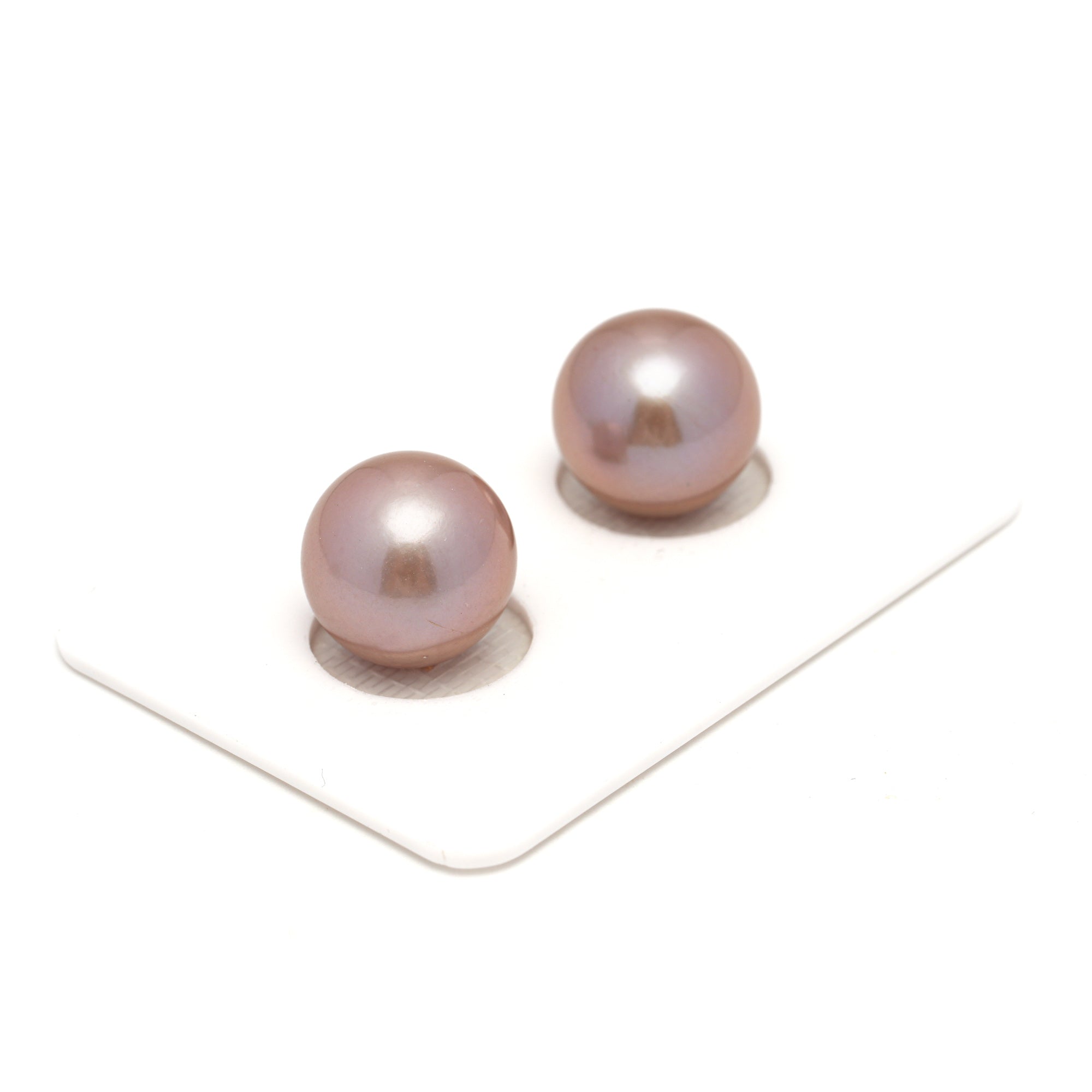 2pcs Pink Pair - Round/Semi-Round 12mm AAA quality Fresh Water Pearl ER1732