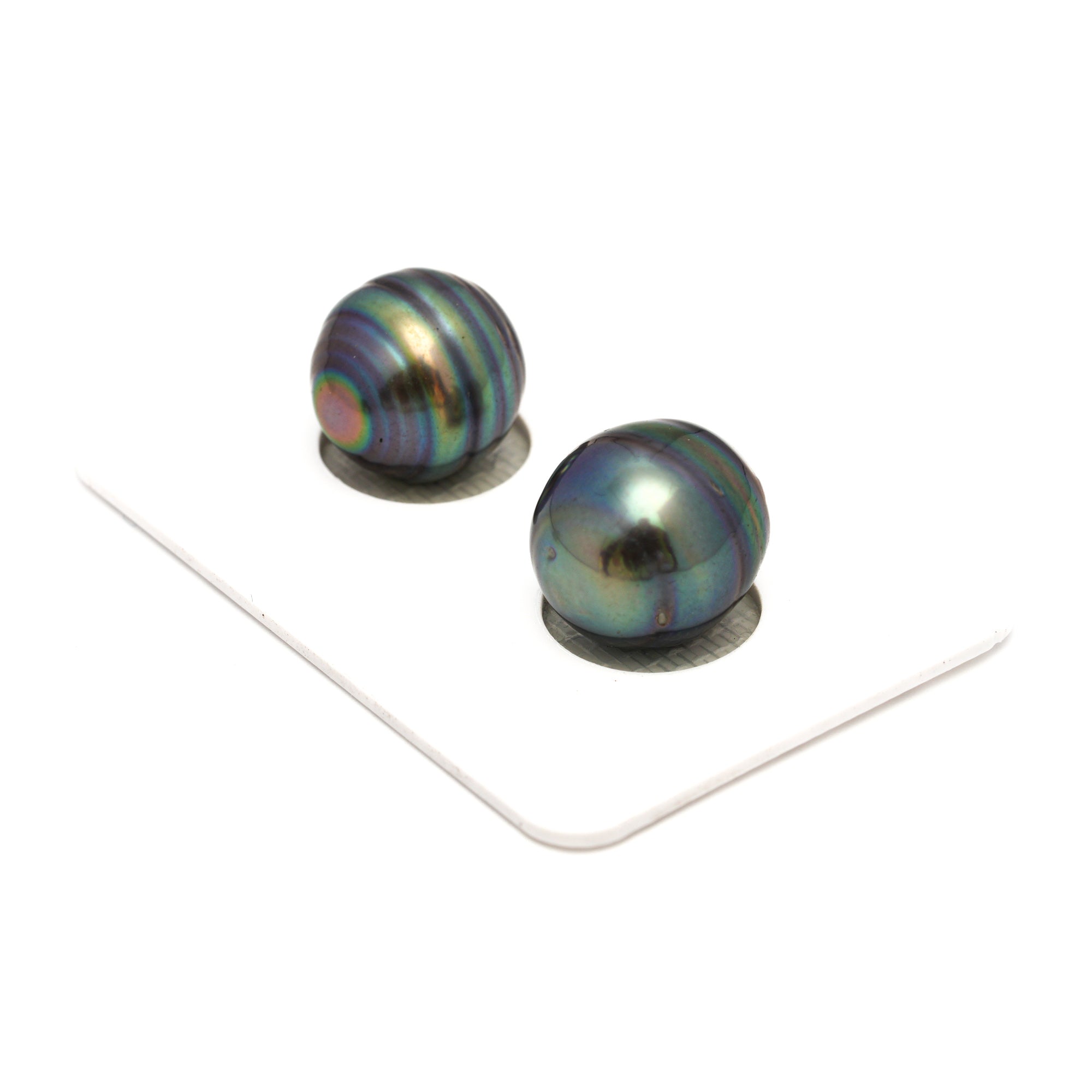 2pcs Green 12.2-12.6mm - CL AA/AAA Quality Tahitian Pearl Pair ER1812 CMP9