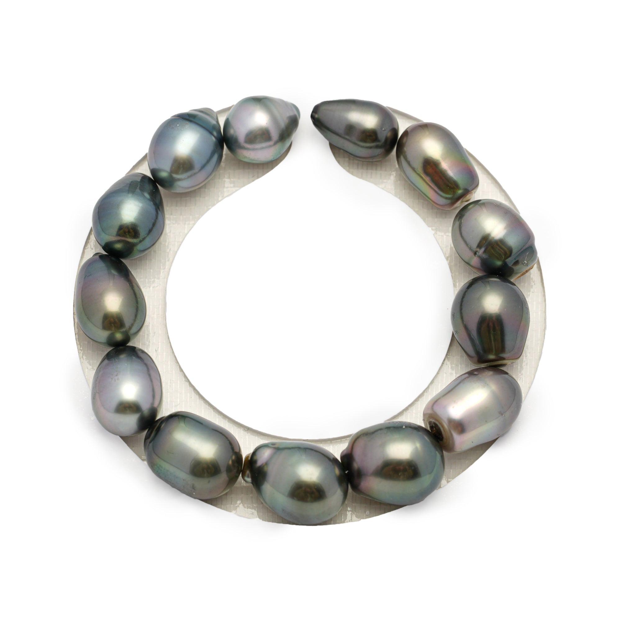 13pcs Green Mix 9-12mm - SB AAA Quality Tahitian Pearl Bracelet BR2229 THMIX2.6