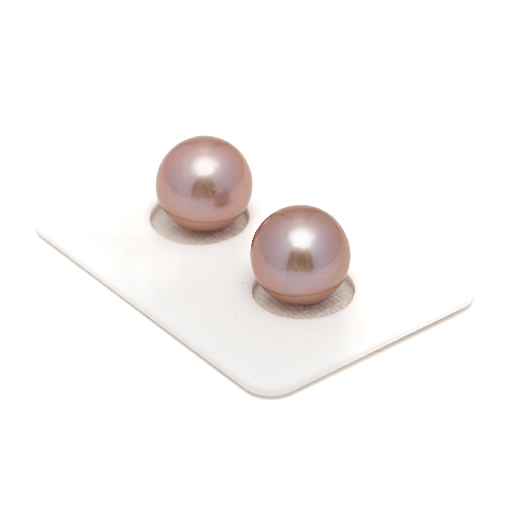2pcs Pink Pair - Round/Semi-Round 12mm AAA quality Fresh Water Pearl ER1732