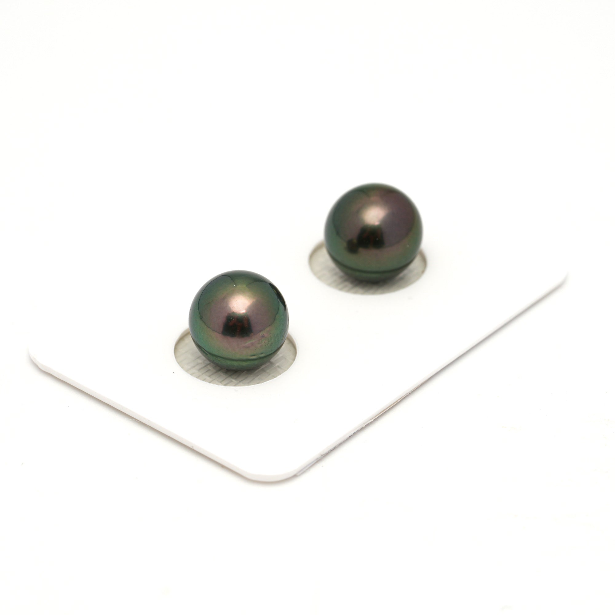 2pcs Peacock 9.9-10mm - RSR AAA Quality Tahitian Pearl Pair ER1752 OR13