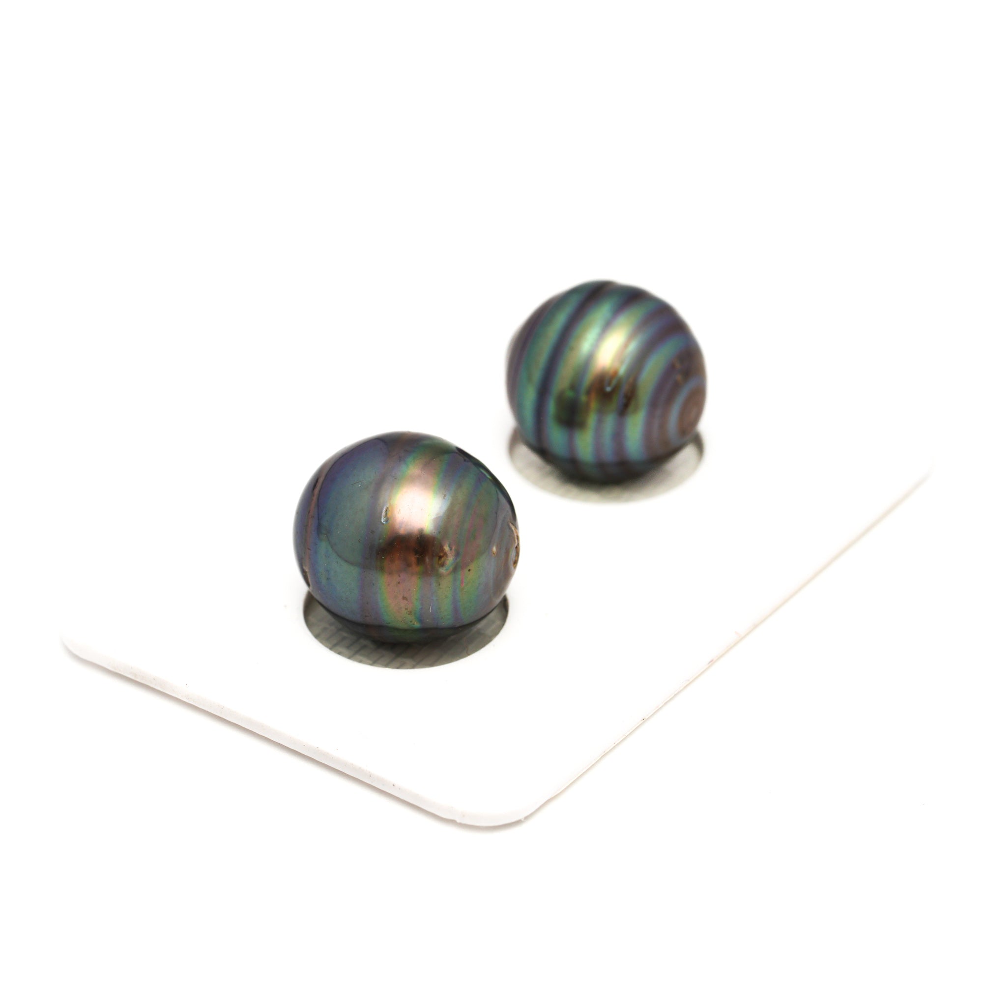 2pcs Green 12.2-12.6mm - CL AA/AAA Quality Tahitian Pearl Pair ER1812 CMP9