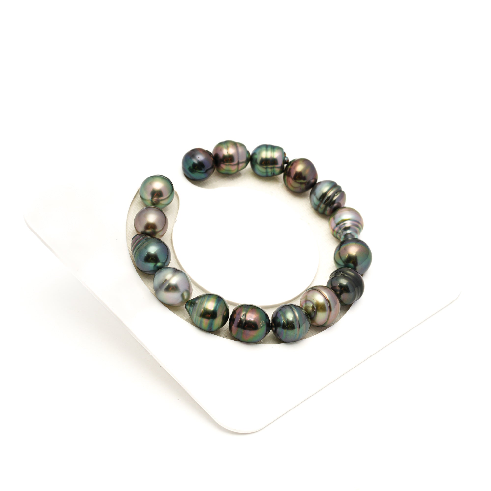 16pcs "High Luster" Multicolor 10-12mm - CL AAA Quality Tahitian Pearl Bracelet BR2476 LP2