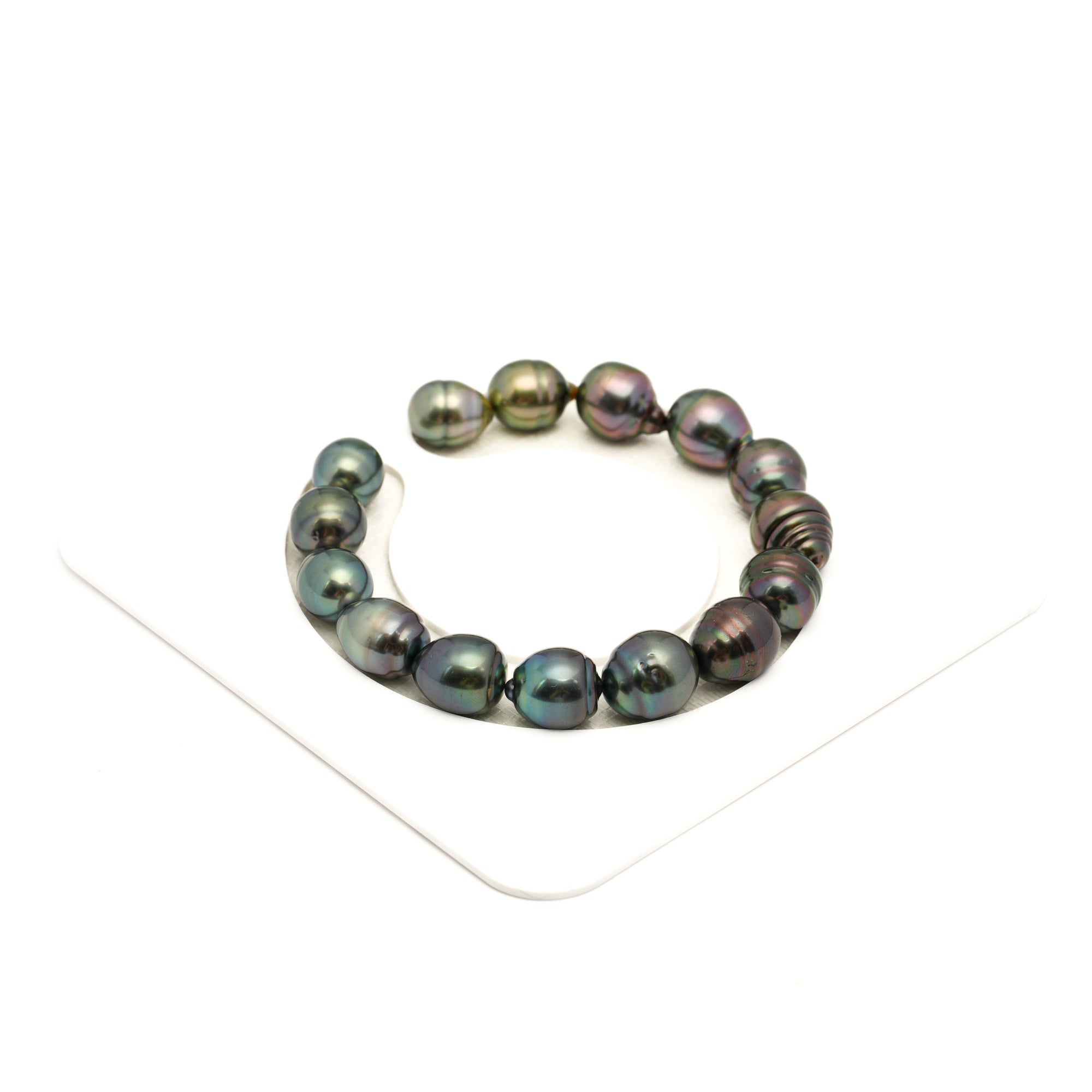15pcs "High Luster" Green Cherry 9-11mm - CL/SB AAA Quality Tahitian Pearl Bracelet BR2483 LP2